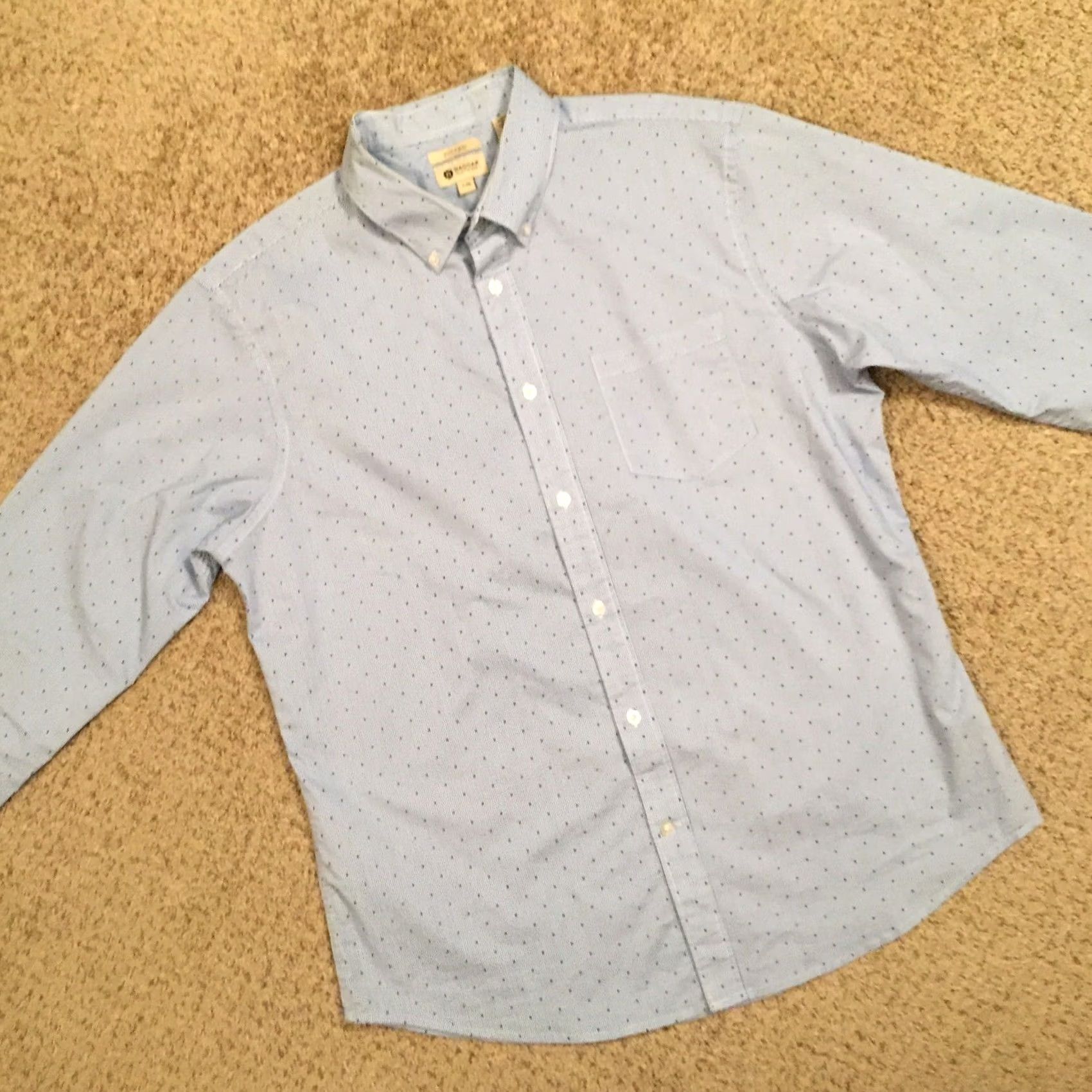 Haggar Haggar Shirt Mens Large Blue Polka Dot Long Sleeve Button-Down Size US L / EU 52-54 / 3 - 5 Thumbnail