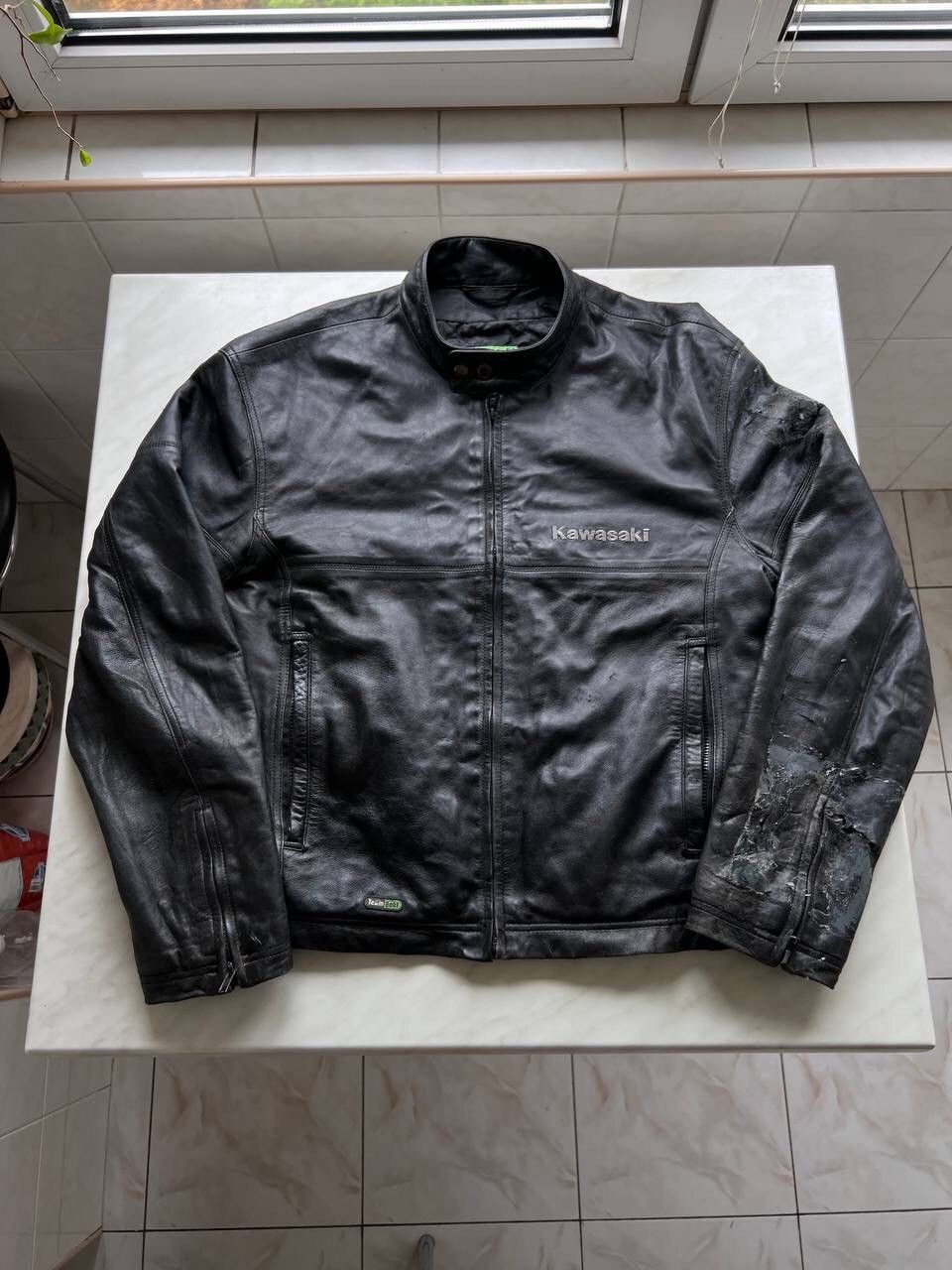 2002 Vintage Kawasaki leather jacket RACING TEAM ECKL USED