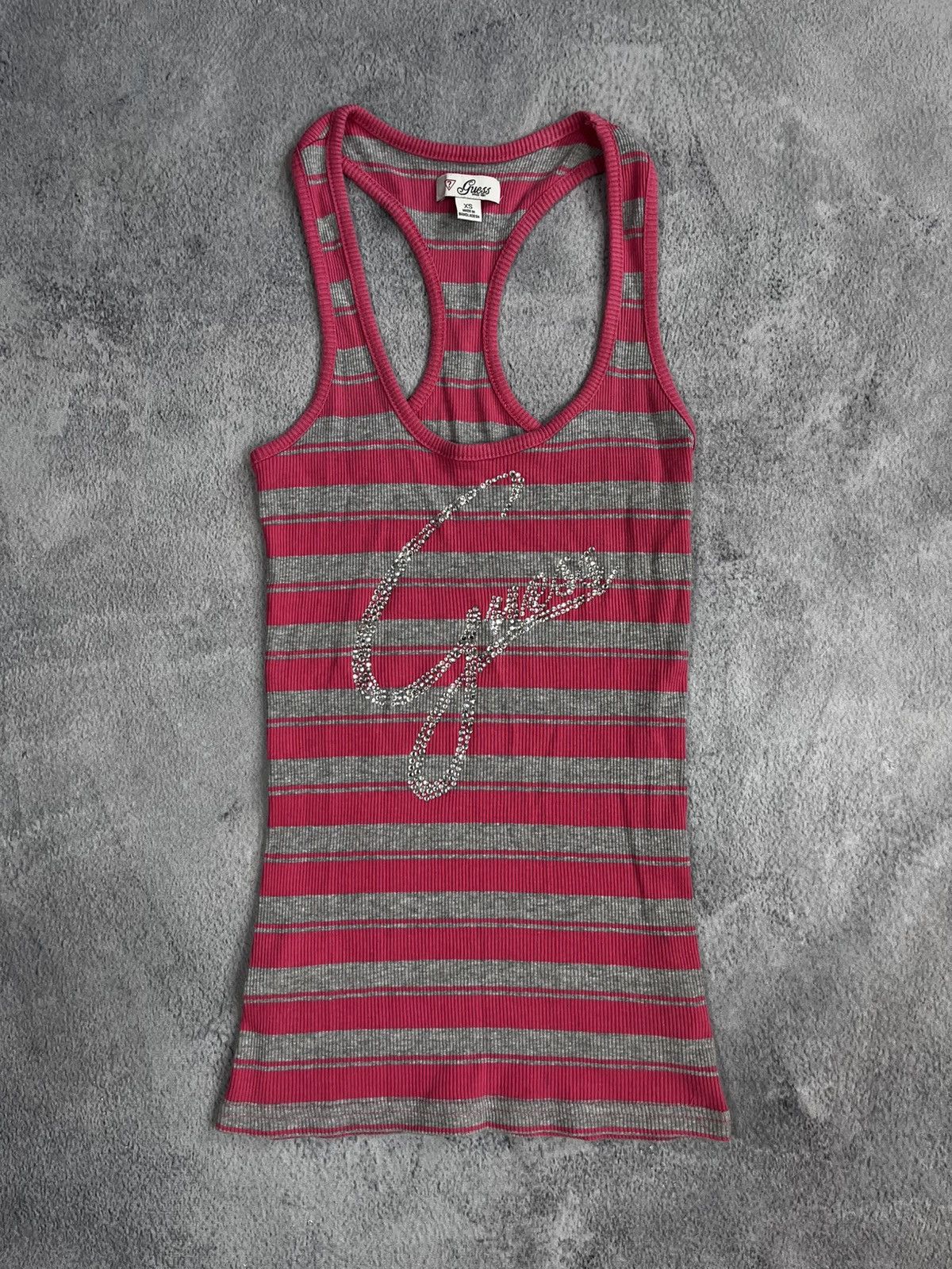 Guess Vintage 2000s Guess striped big logo tank top Y2K XS Size XS / US 0-2 / IT 36-38 - 1 Thumbnail