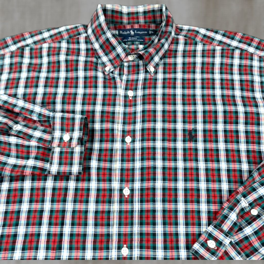 Ralph Lauren VINTAGE Ralph Lauren Men Shirt Large Red Blue Plaid Button-Up All Seasons Fall Spring Summer Winter Size US L / EU 52-54 / 3 - 1 Thumbnail