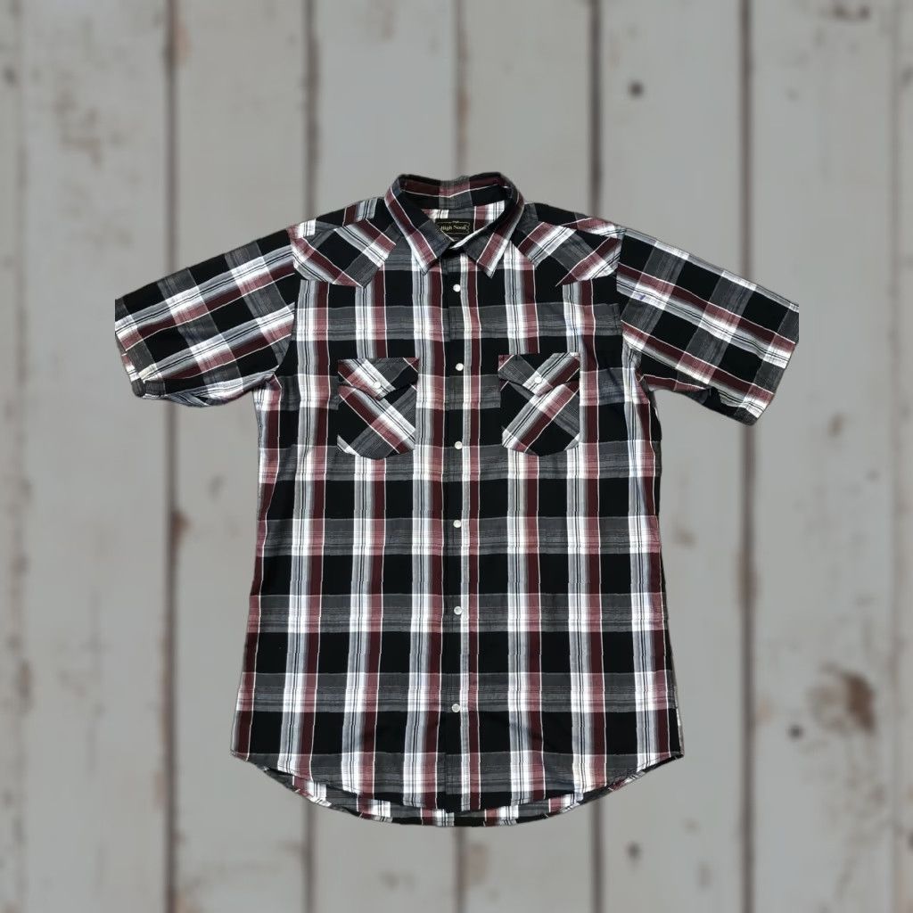 Vintage High Noon Shirt Mens LT Black Red Plaid Western Pearl Snap Short Sleeve Cowboy Size US L / EU 52-54 / 3 - 1 Thumbnail