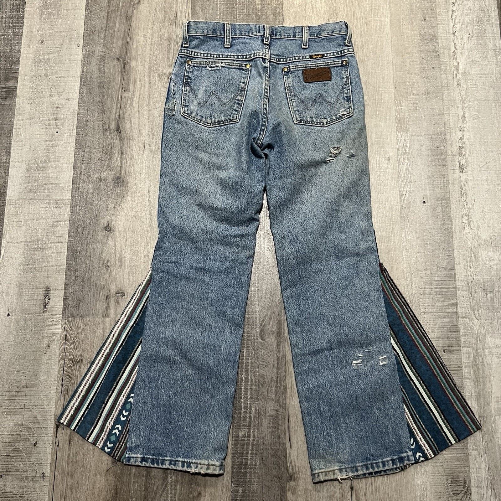 Wrangler VTG Wrangler Flared Hippie Flare Custom Bell Bottom Jeans 30 Size 30" / US 8 / IT 44 - 2 Thumbnail