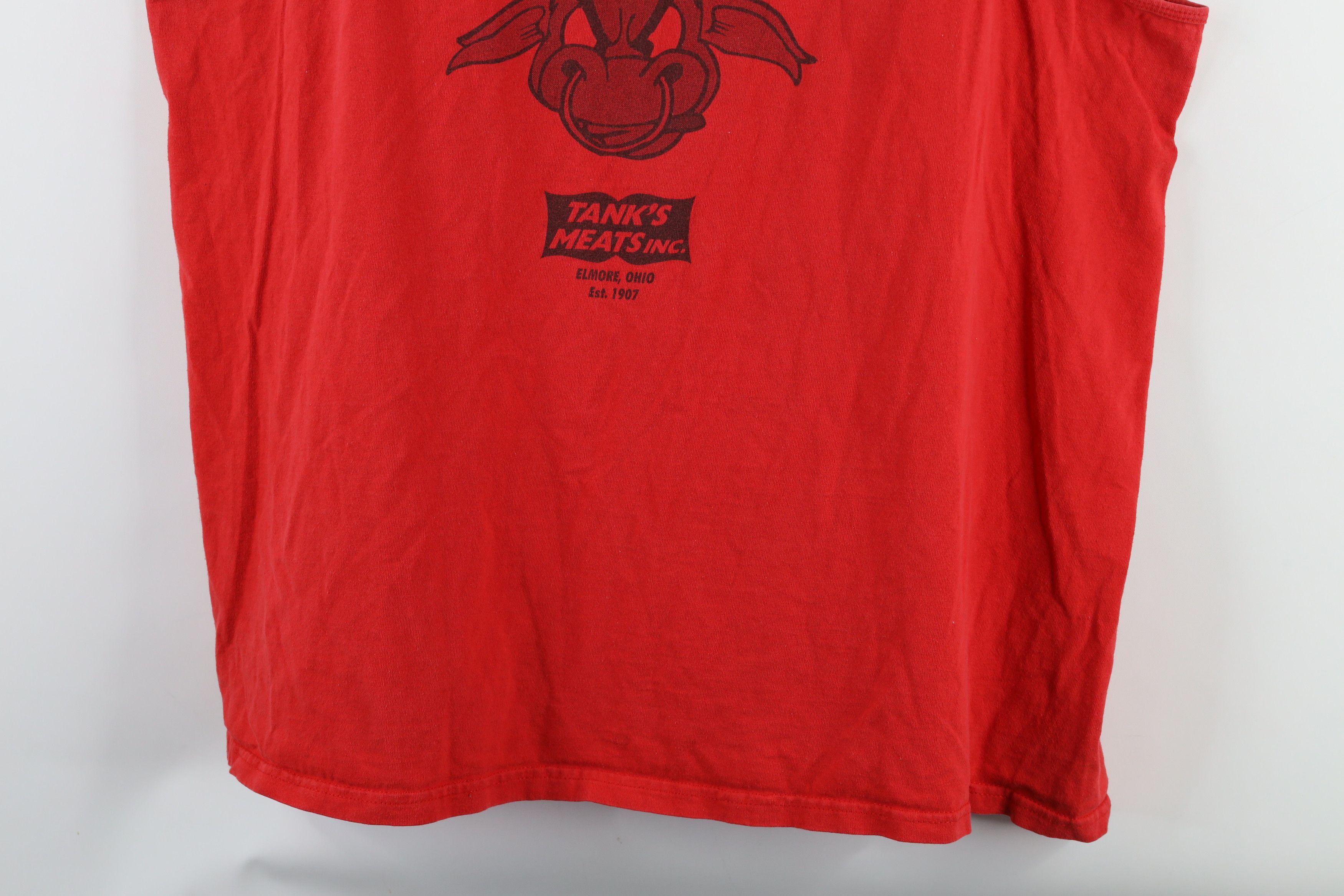 Vintage Vintage 90s Out Got Meat Beef Tank Top T-Shirt Red Cotton Size US XXL / EU 58 / 5 - 10 Thumbnail