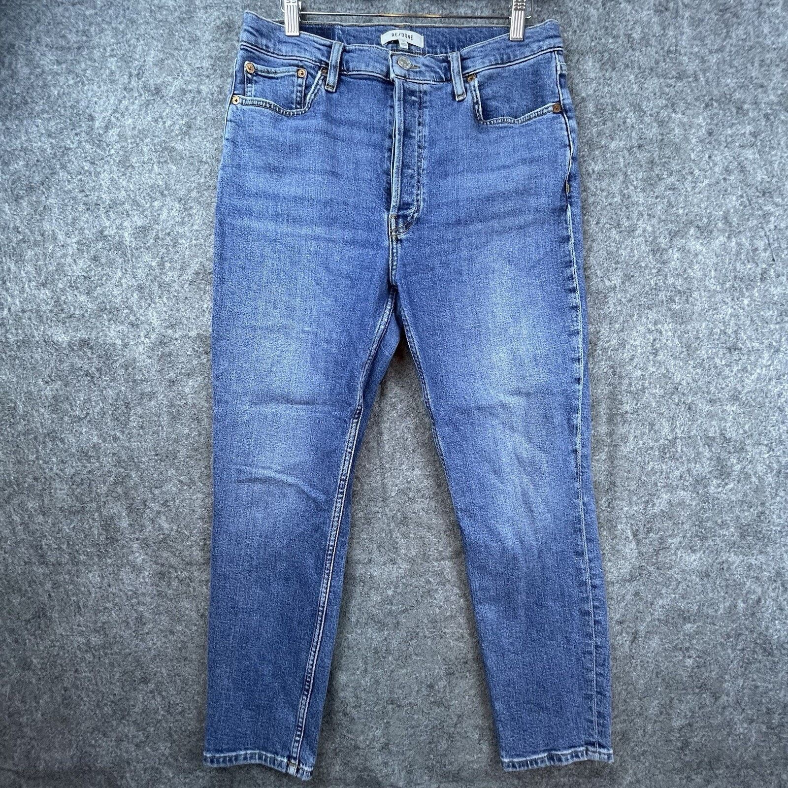 Re/Done Jeans Womens 31 Blue 90s High Rise Ankle Crop