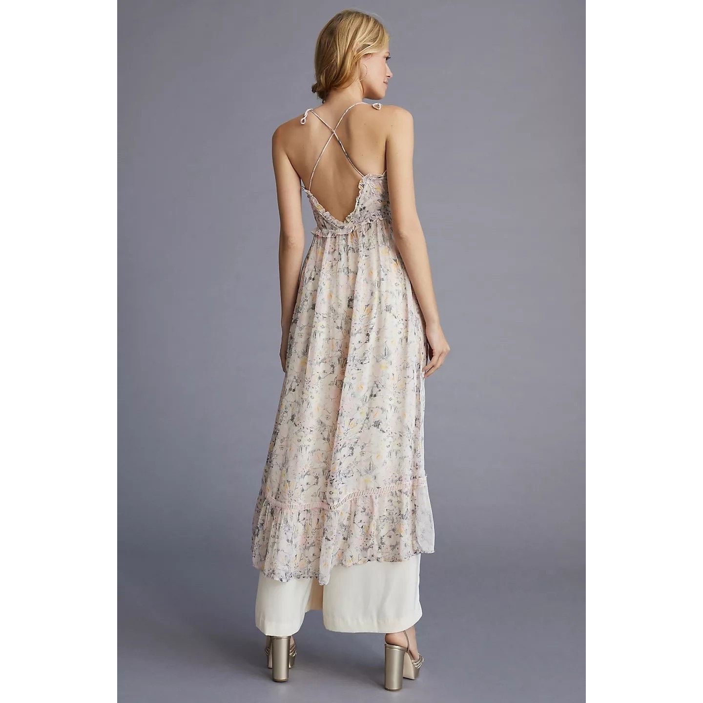 Anthropologie By Anthropologie Sheer Curtain MAXI Top $130 X-SMALL Floral Size XS / US 0-2 / IT 36-38 - 4 Thumbnail