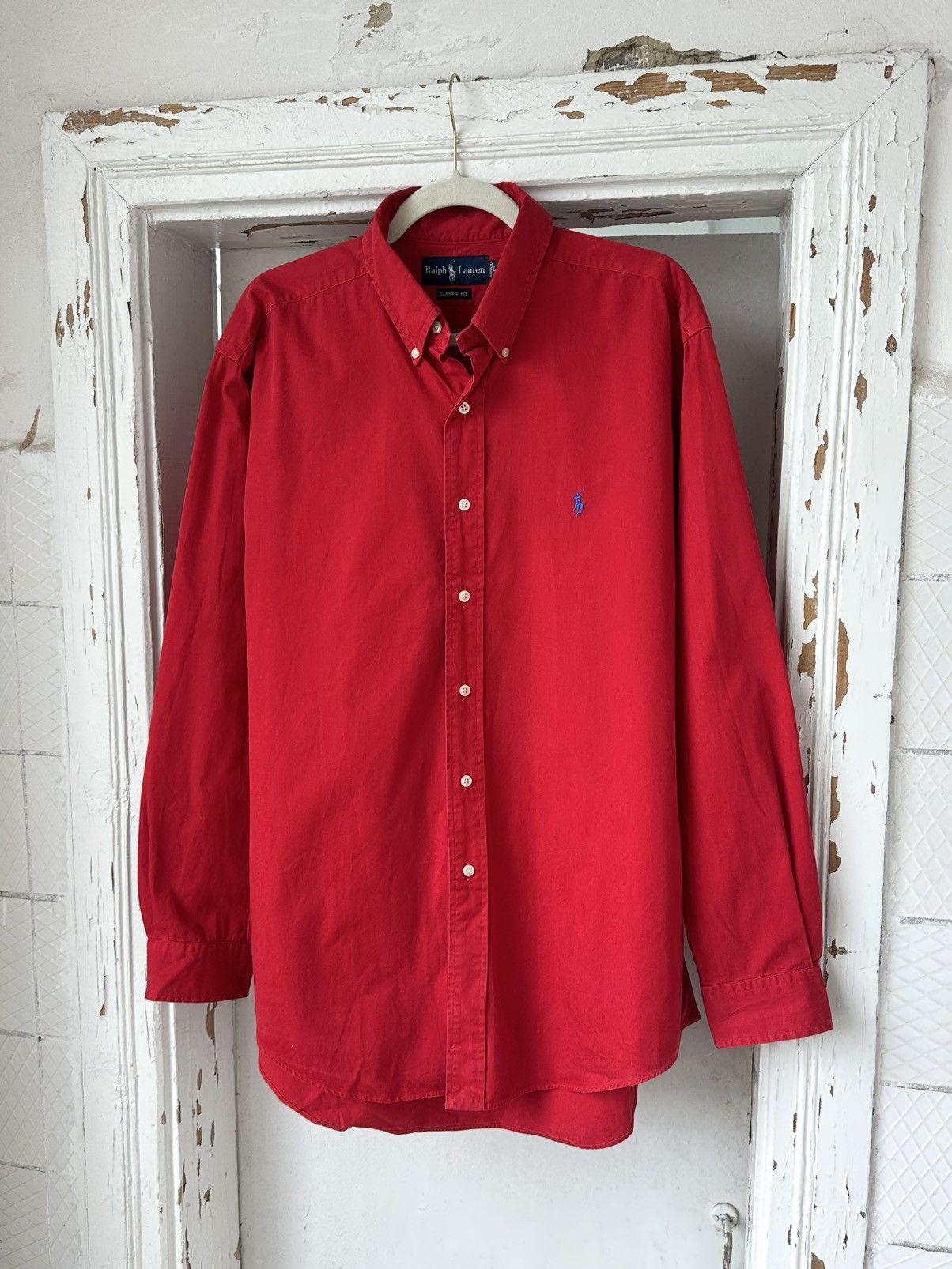Polo Ralph Lauren × Vintage Vintage Ralph Lauren Polo Red Shirt Size US L / EU 52-54 / 3 - 1 Thumbnail