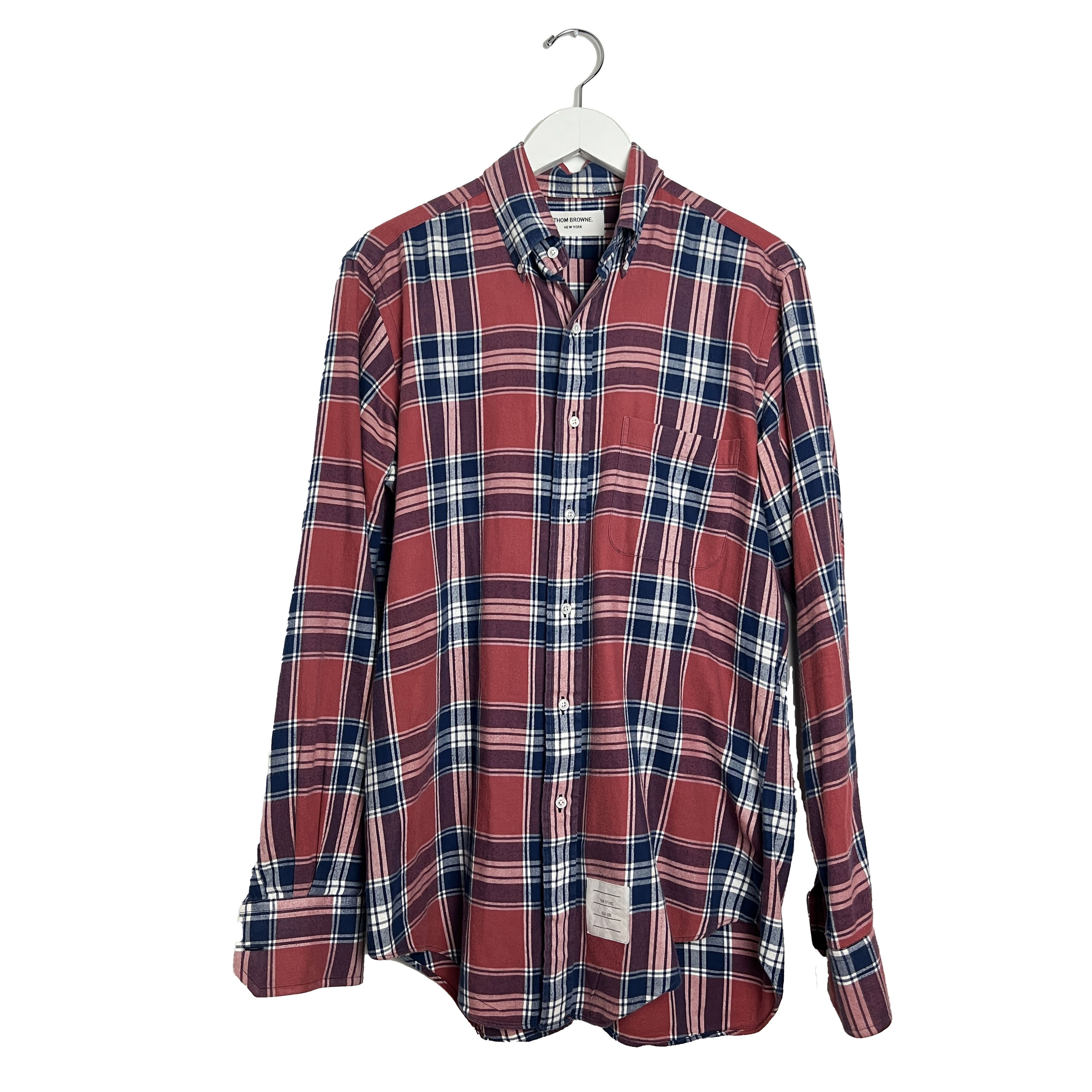 Thom Browne Plaid Combed Cotton Flannel Shirt | Grailed