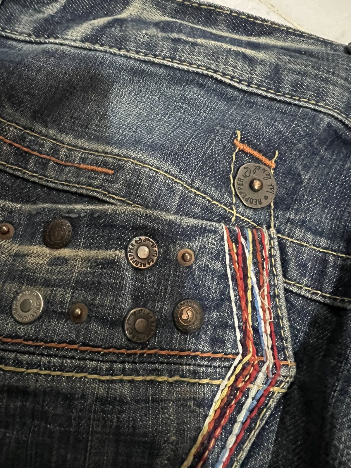 If Six Was Nine × Japanese Brand FLARE 90’s RED PEPPER CLAW DISTRESS JEAN Size US 35 - 17 Thumbnail