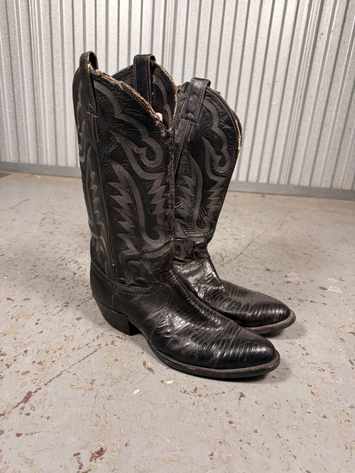Justin Boots 80s Vintage Justins Lizard Skin Made in Usa Cowboy Boots Size US 8.5 / EU 41-42 - 1 Thumbnail