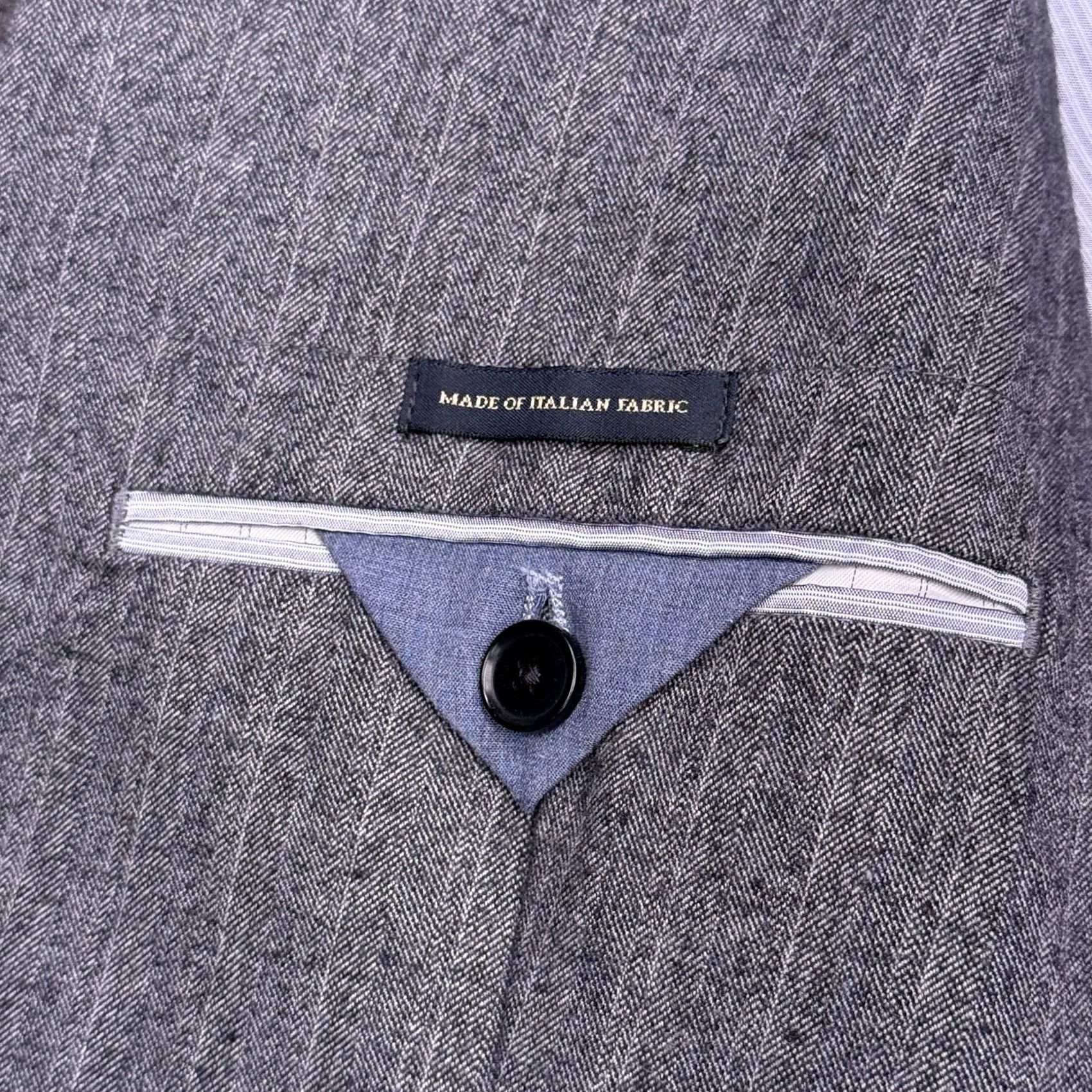 Banana Republic Banana Republic Gray Herringbone Cotton Italian Fabric Tailored Fit Blazer 48R Men Size 48R - 6 Thumbnail
