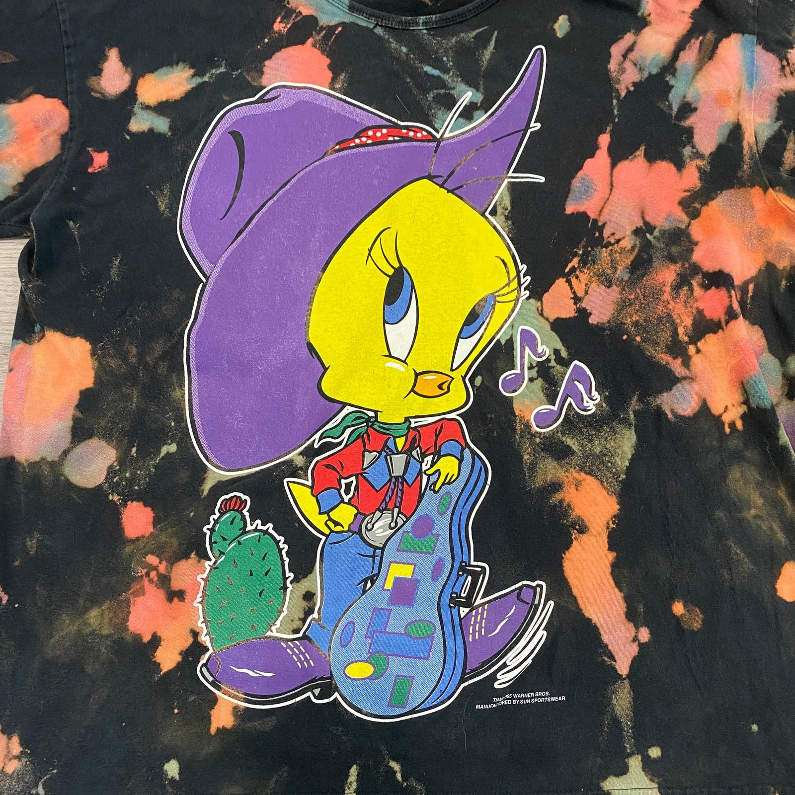 VTG 90s Looney Tunes Tweety Bird Tie Dye T Shirt Men's XL