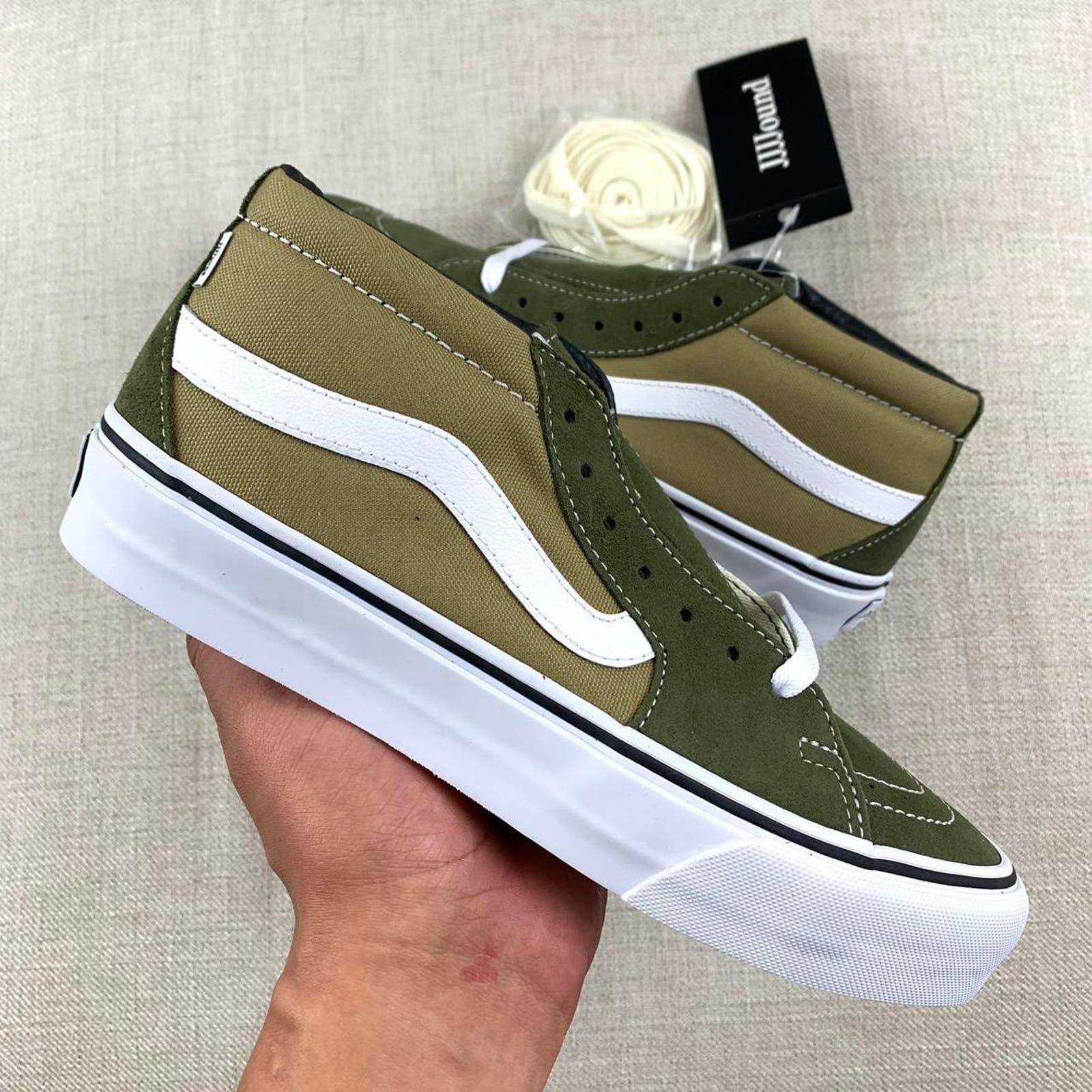 image of Jjjjound X Vans Sk8-Mid Green Shoes, Women's (Size 8.5)