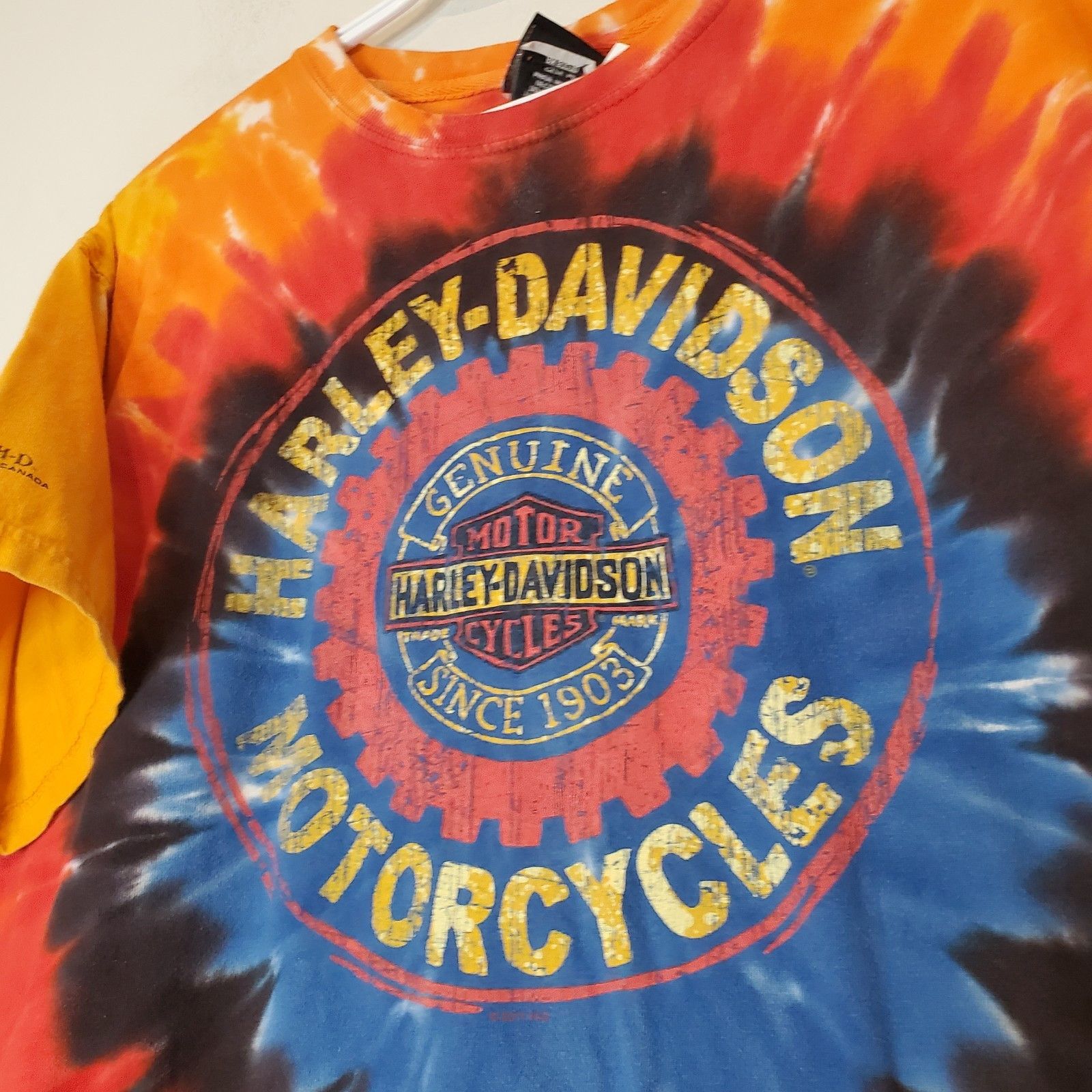 Harley Davidson Y2k Harley Davidson Tye Dye Graphic Shirt Orange Size M Size US M / EU 48-50 / 2 - 3 Thumbnail