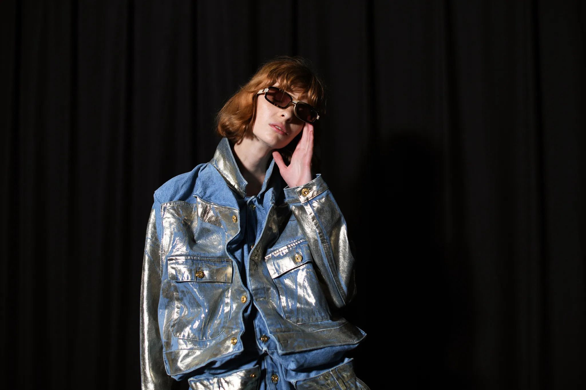 Y/Project Metallic Foiled Denim Jacket