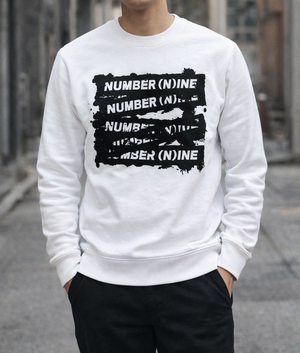 Number (N)ine NUMBER (N)INE Denim Spellout White Crewneck Size US S / EU 44-46 / 1 - 1 Thumbnail
