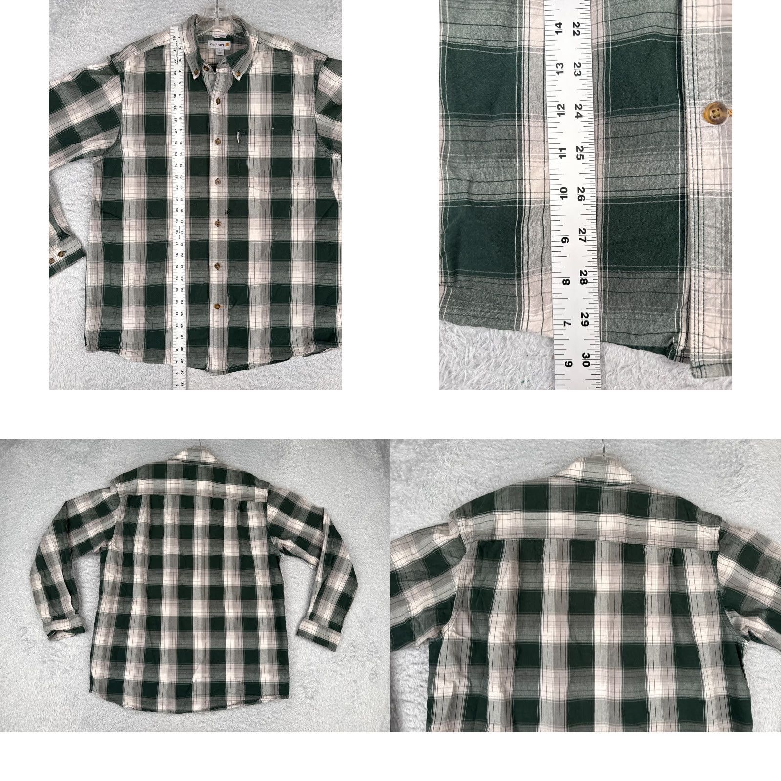 Carhartt Carhartt Shirt Men Large Green Plaid 100% Cotton Button Up Long Sleeve Casual Workwear Outdoor Mens Shirt Size US L / EU 52-54 / 3 - 9 Thumbnail