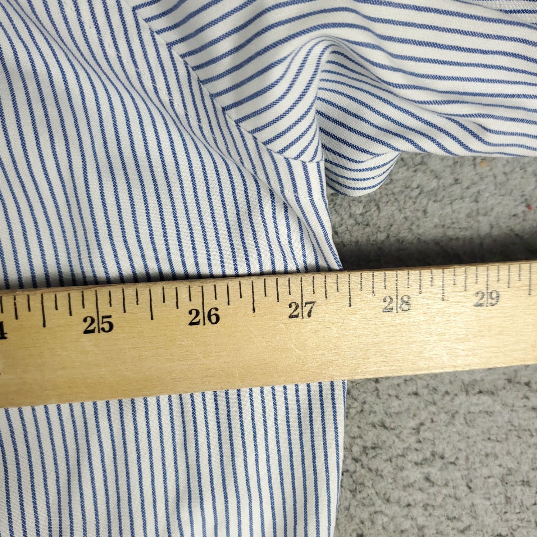 Brooks Brothers Brooks Brothers Shirt Mens 17 Blue Striped Traditional Fit Dress Button Up Size 46R - 5 Thumbnail
