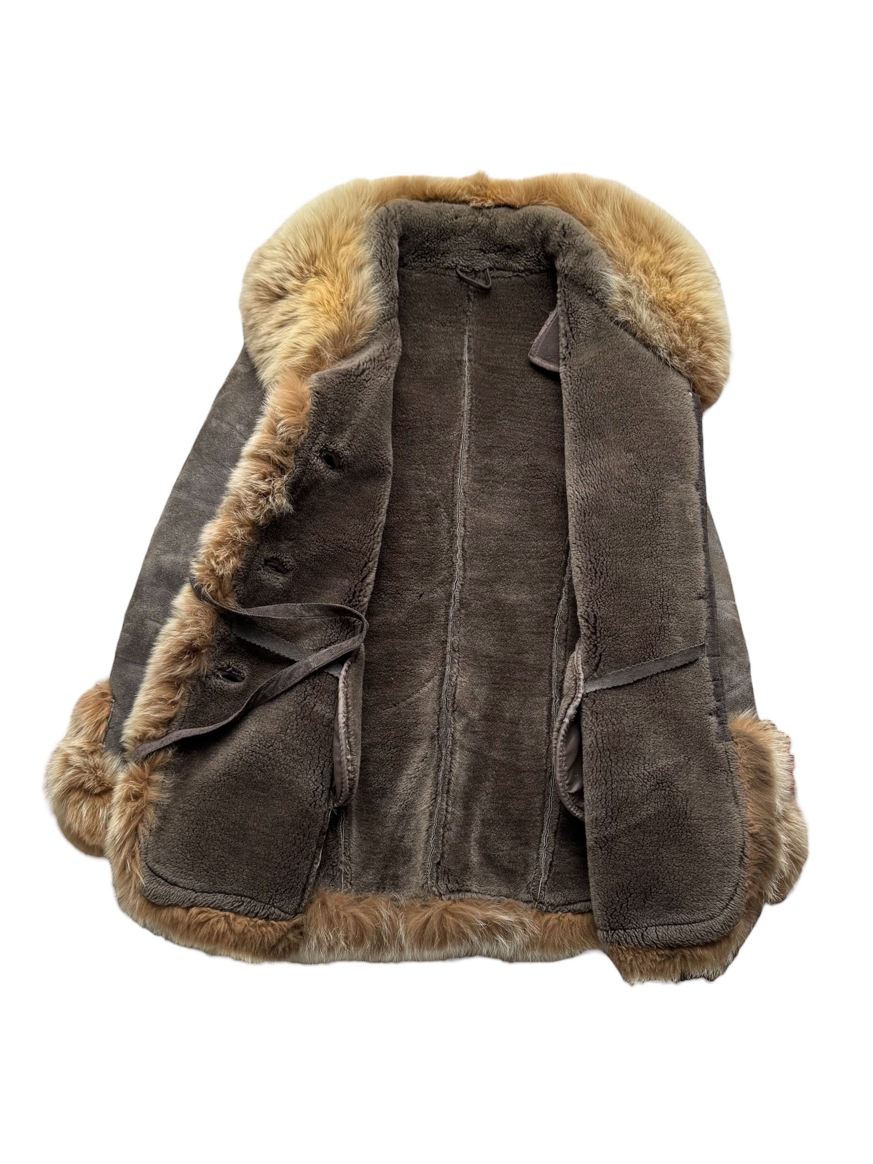 Vintage 90's Real Sheepskin Coat With Real Fur Details (V411) Size M / US 6-8 / IT 42-44 - 6 Thumbnail