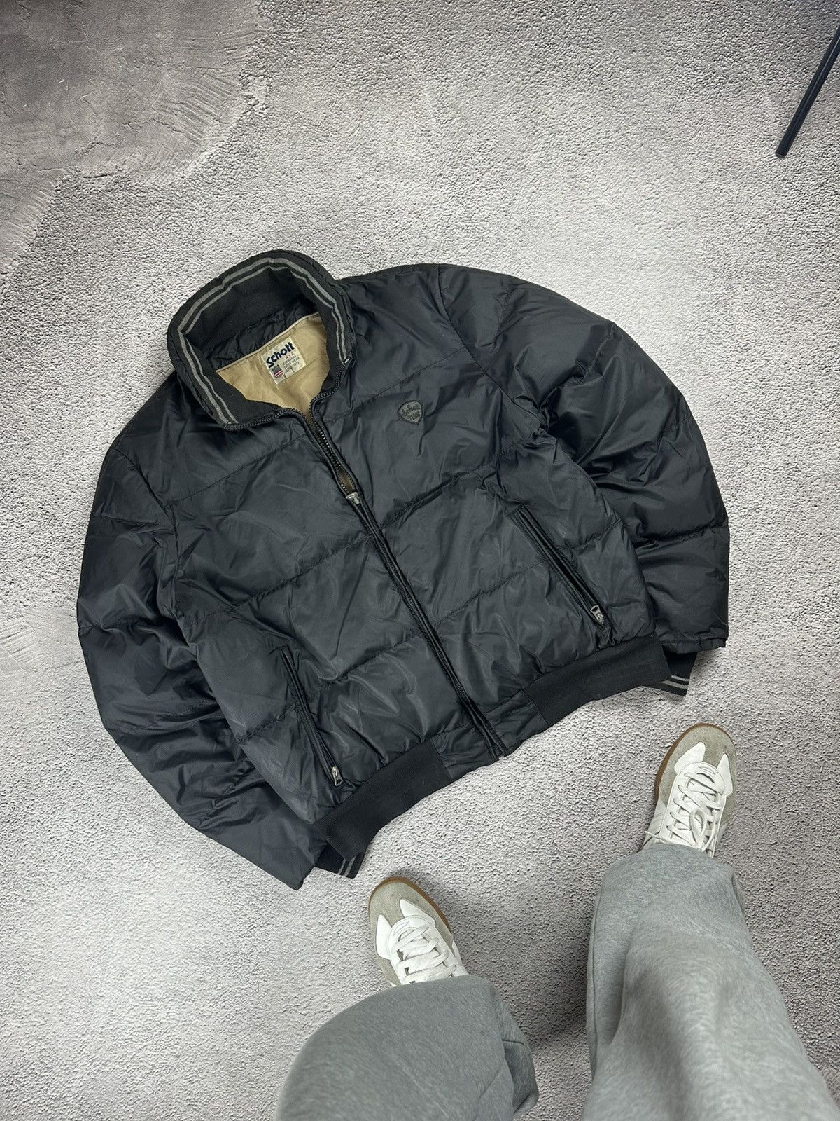 Schott × Vintage Rare Vintage Schott Down Puffer Jacket Y2K Old Money Size US XL / EU 56 / 4 - 1 Thumbnail