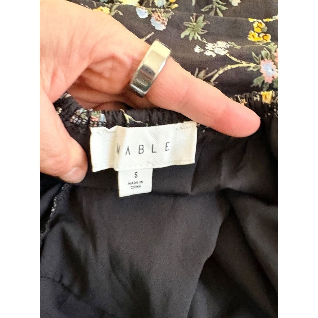 Other Mable Black Multi Floral Mini Dress S Ruffle Open Back Bow V Size S / US 4 / IT 40 - 3 Thumbnail