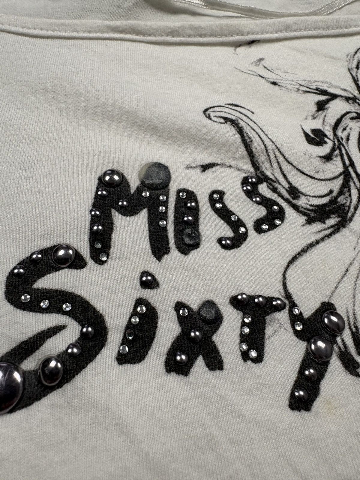 Miss Sixty Miss Sixty Graphic Fringe T-Shirt Y2K Studded Print 2000s M Size M / US 6-8 / IT 42-44 - 8 Thumbnail