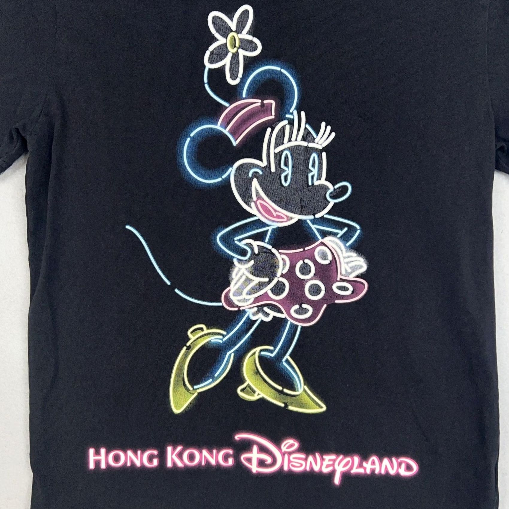 Disney Disney Shirt Womens Small Black Glow in Dark Minnie Mouse Hong Kong Disneyland Crew Neck T-Shirt Boys? Size S / US 4 / IT 40 - 2 Thumbnail