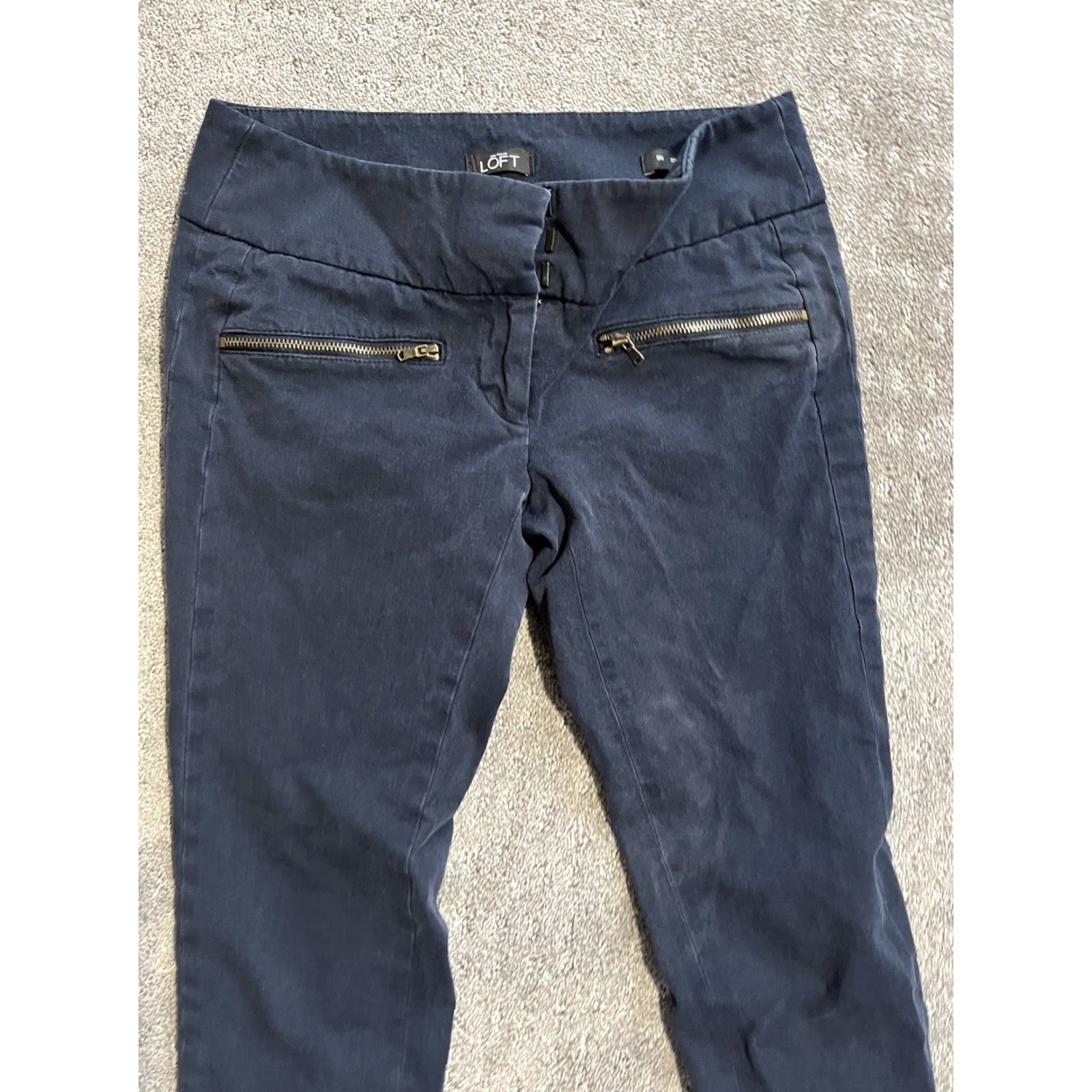 Ann Taylor Ann Taylor Loft Pants Womens Size 00 Navy Solid Stretch Skinny Ankle 26in Inseam Size 24" / US 00 / IT 34 - 2 Thumbnail