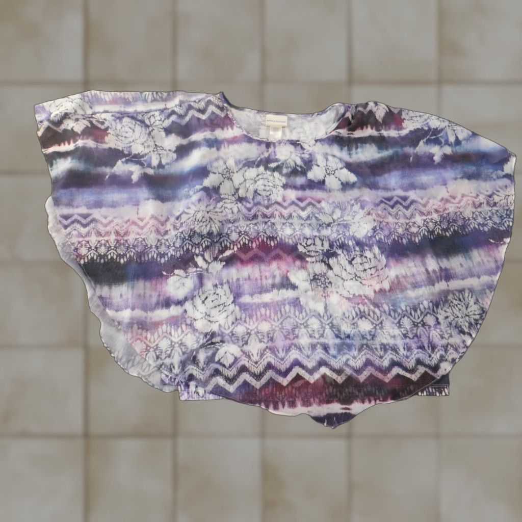 Vintage Alfred Dunner Blouse Shirt 1X Womens Purple Sleeveless Geometric Knit Polyester Pullover Casual Round Neck Floral Size XL / US 12-14 / IT 48-50 - 1 Thumbnail