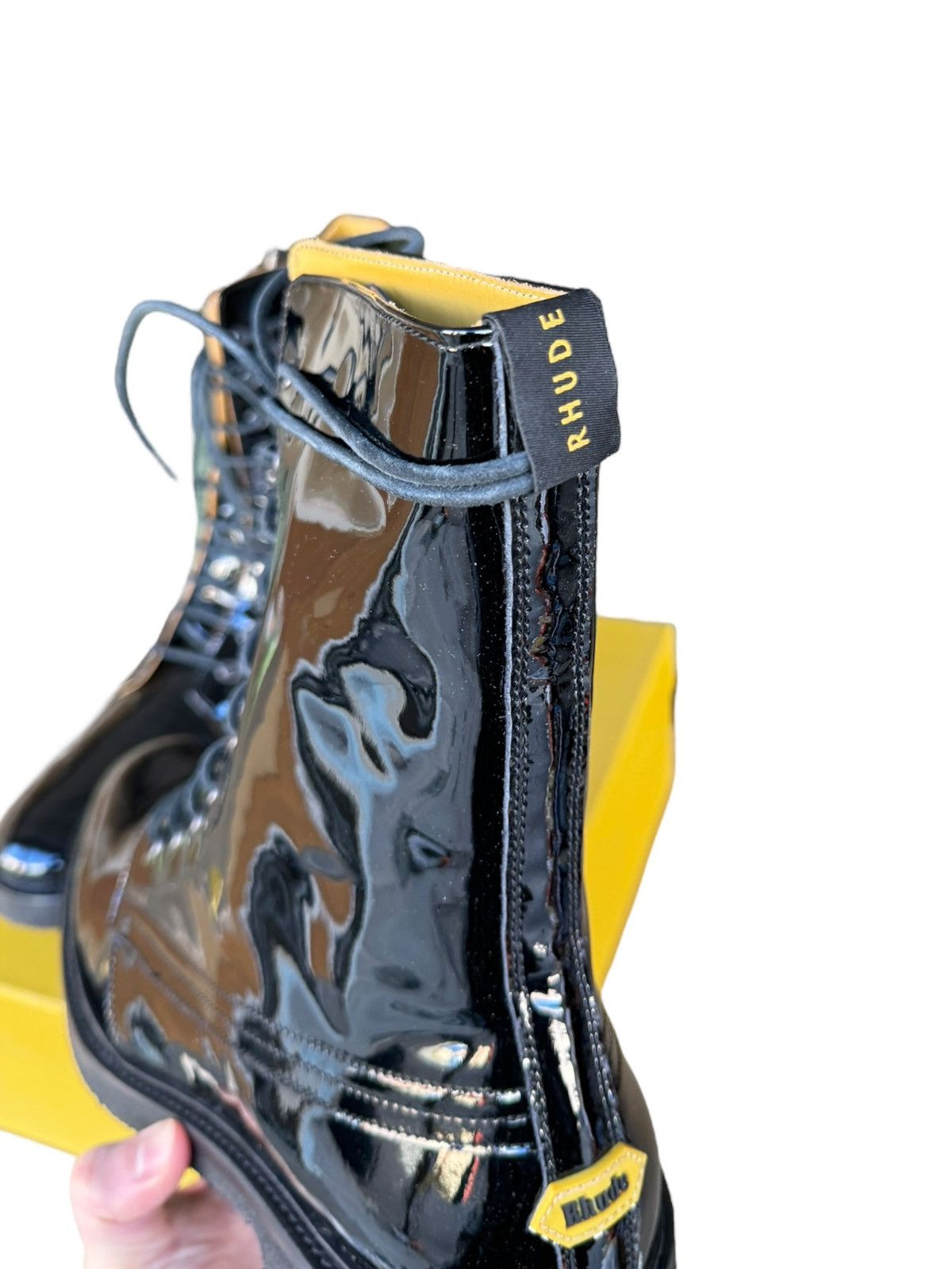 Rhude Patent Leather Combat Crepe Boot (Black) Size US 8 / EU 41 - 8 Thumbnail