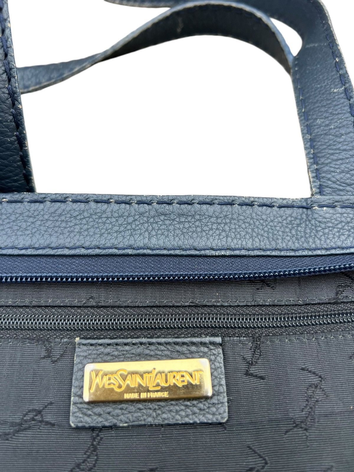 Leather VTG 80s 90s YSL Distress Patina Scratches Leather Tote Bag Size ONE SIZE - 23 Thumbnail