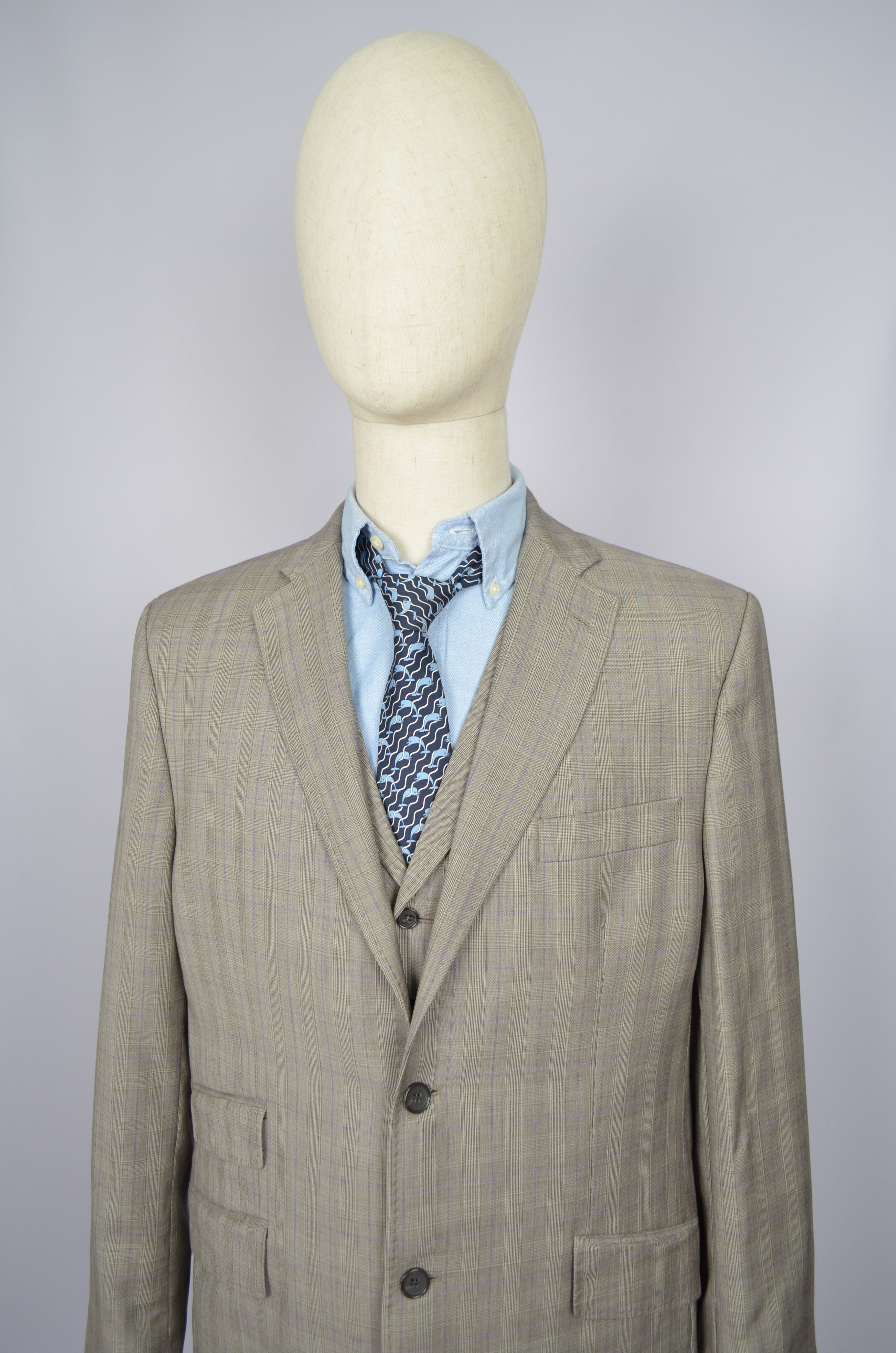 Designer × Ted Baker Ted Baker Endurance Striped Violet 3 Piece Wool Suit US 42 Size 42R - 2 Thumbnail