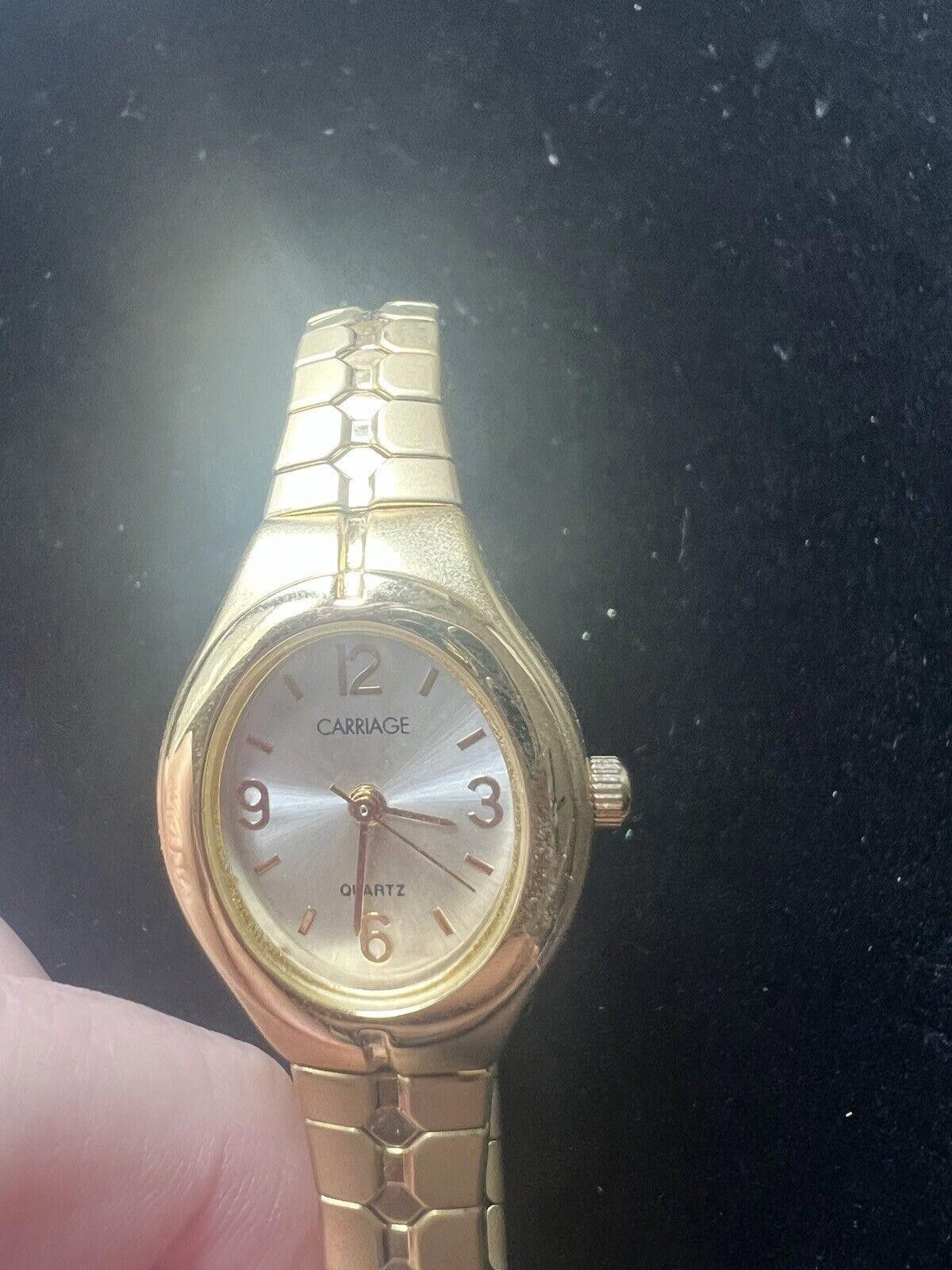 Designer Vintage Carriage Gold Tone Ladies Watch Working Size ONE SIZE - 1 Thumbnail