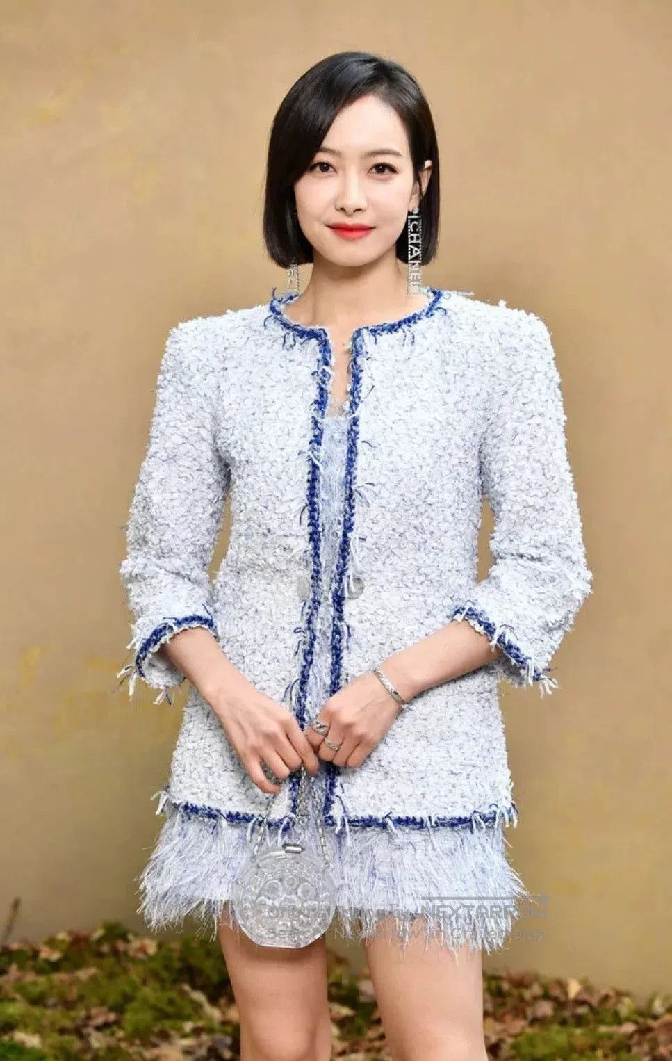 Chanel Chanel 18s Blue White Tweed Fringe Jacket. Size XXS / US 00 / IT 34 - 1 Thumbnail