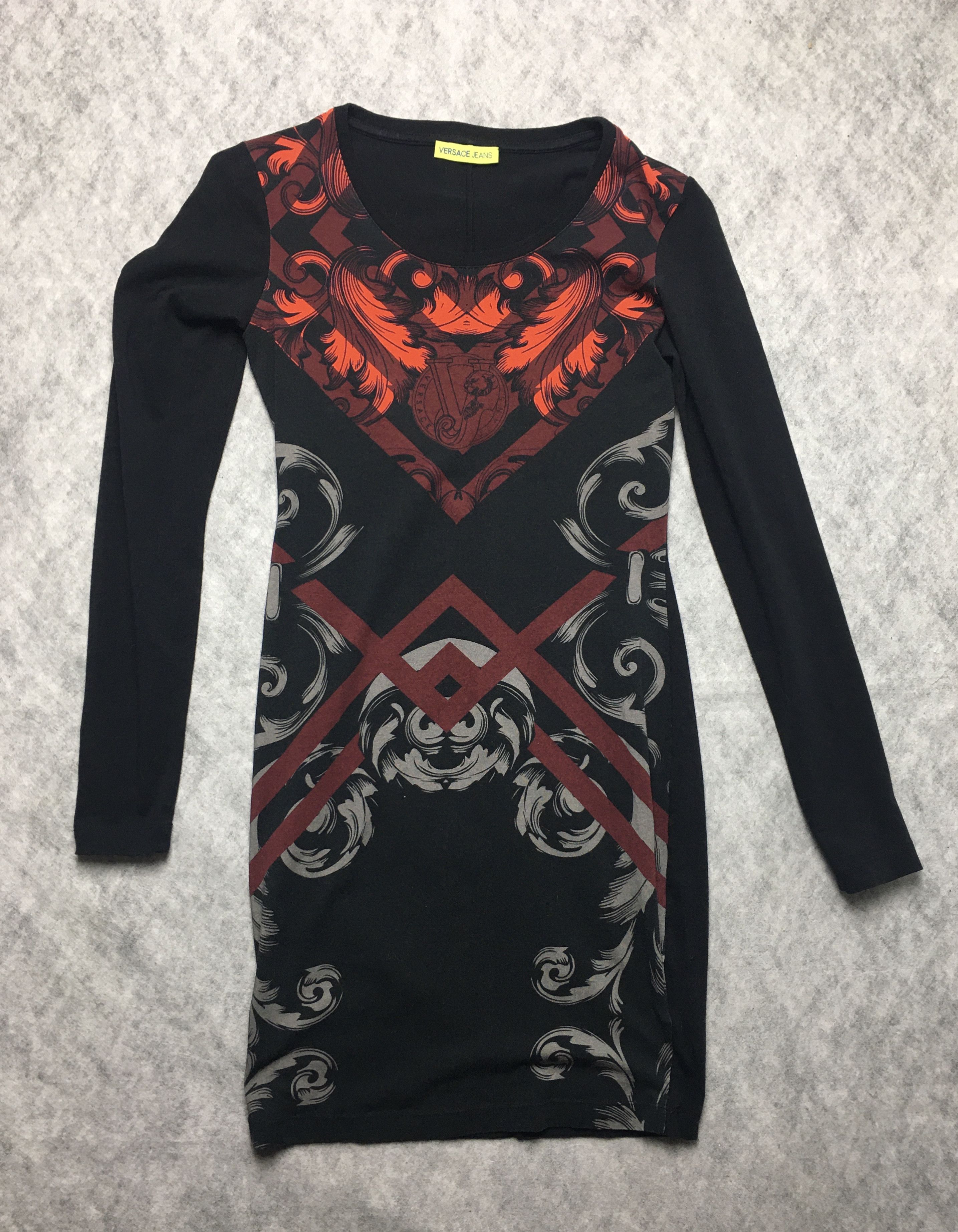Versace Versace Jeans Couture Baroque Logo Black Mini Dress Size S / US 4 / IT 40 - 10 Thumbnail