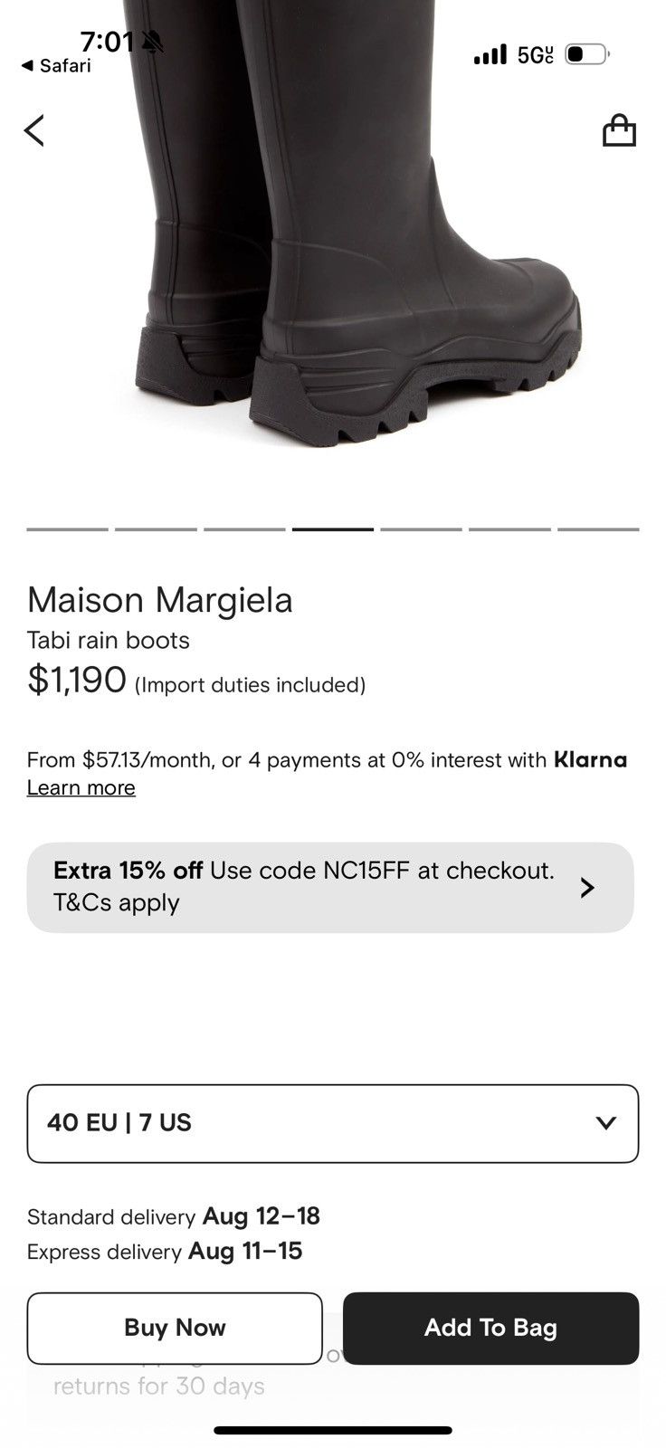 Maison Margiela SOLD—Maison Margiela Tabi Rain Boots Size 26 - 11 Thumbnail
