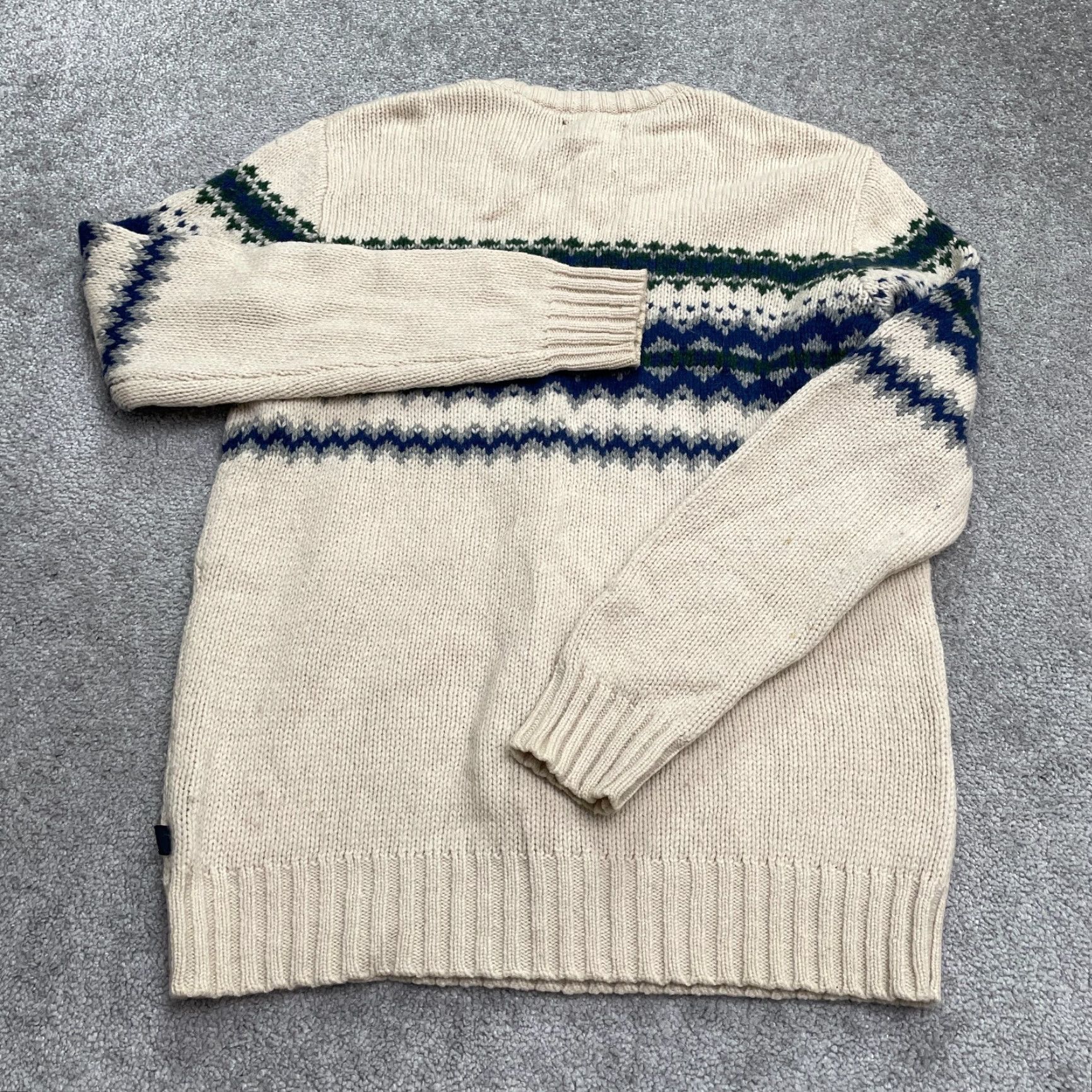 American Eagle Outfitters American Eagle Outfitters Pullover Sweater Men Medium Beige Fair Isle Knit Regular Fit Size US M / EU 48-50 / 2 - 2 Thumbnail