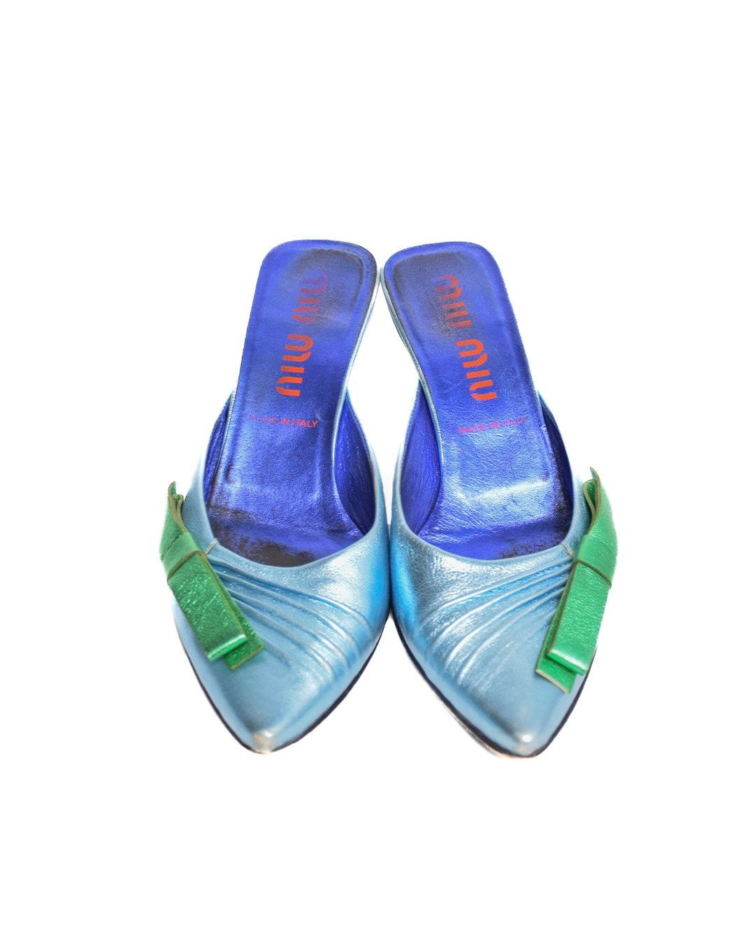 Miu Miu Miu Miu S/S2000 Bow Metallic Leather Mules Size US 8 / IT 38 - 2 Thumbnail
