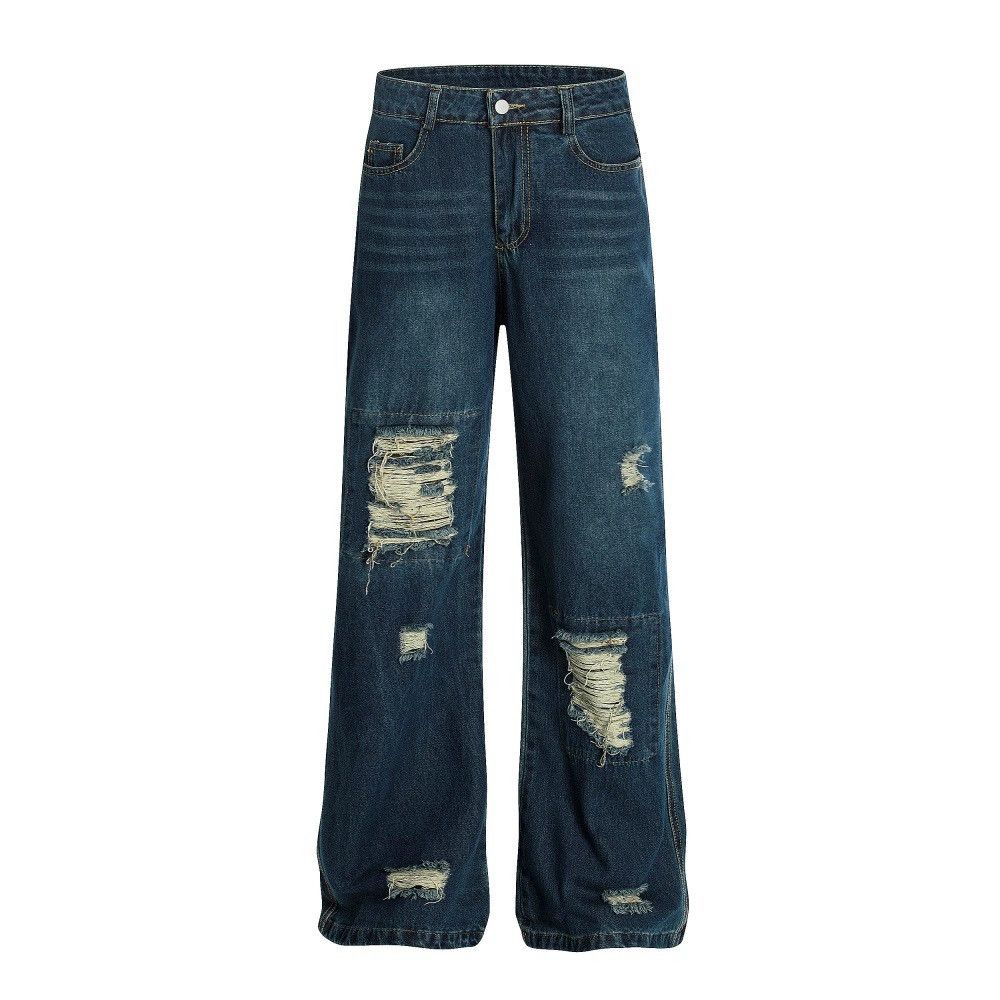 Vintage Men's distressed loose casual washed ripped jeans Size US 34 / EU 50 - 1 Thumbnail