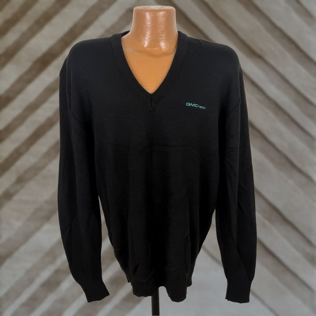 Vintage VINTAGE Drummond GMC Truck Sweater Mens XL Pullover Knit Black V-Neck Embroidered 80s 90s Grunge Retro USA Size US XL / EU 56 / 4 - 1 Thumbnail