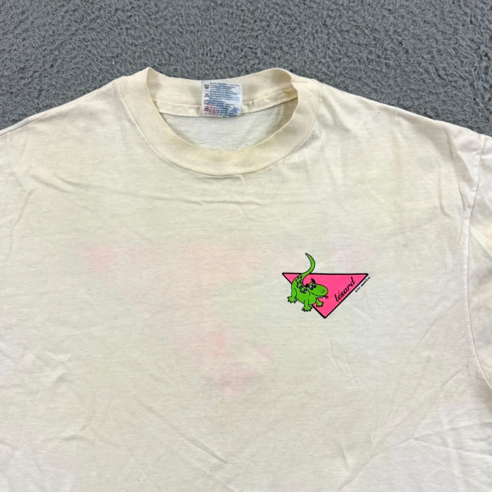 Hanes VINTAGE Lesard T-Shirt Adult Large White Crew Neck Short Sleeve 90s Dinosaur USA Men Mens Shirts Logo Graphic Print Hanes 90s USA White Large Size US L / EU 52-54 / 3 - 5 Thumbnail