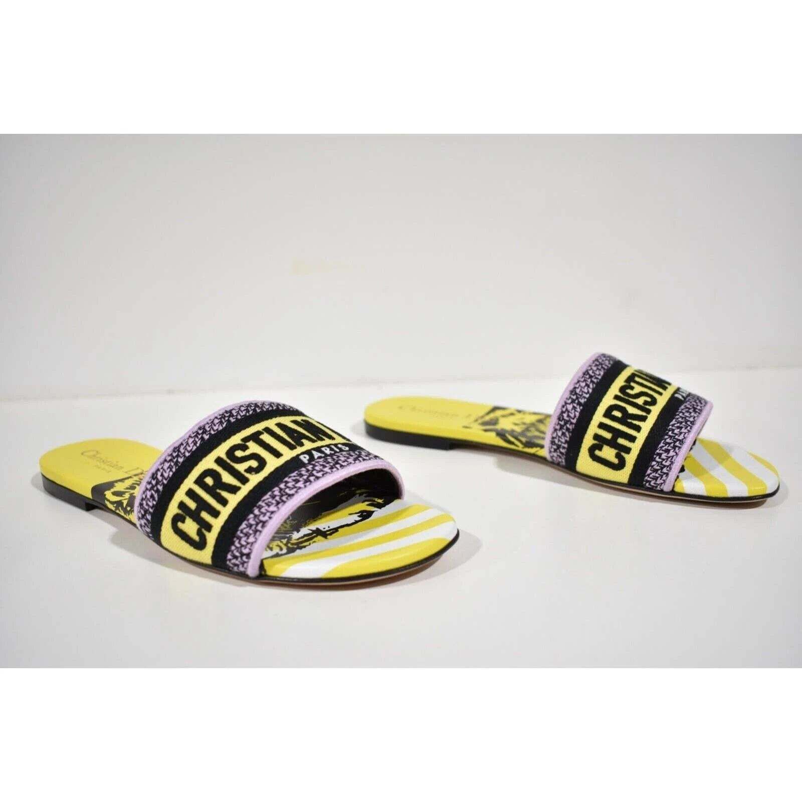 Dior Dway Jungle Embroidered Logo Slide Flat Sandal 36.5 Size US 6.5 / IT 36.5 - 5 Thumbnail