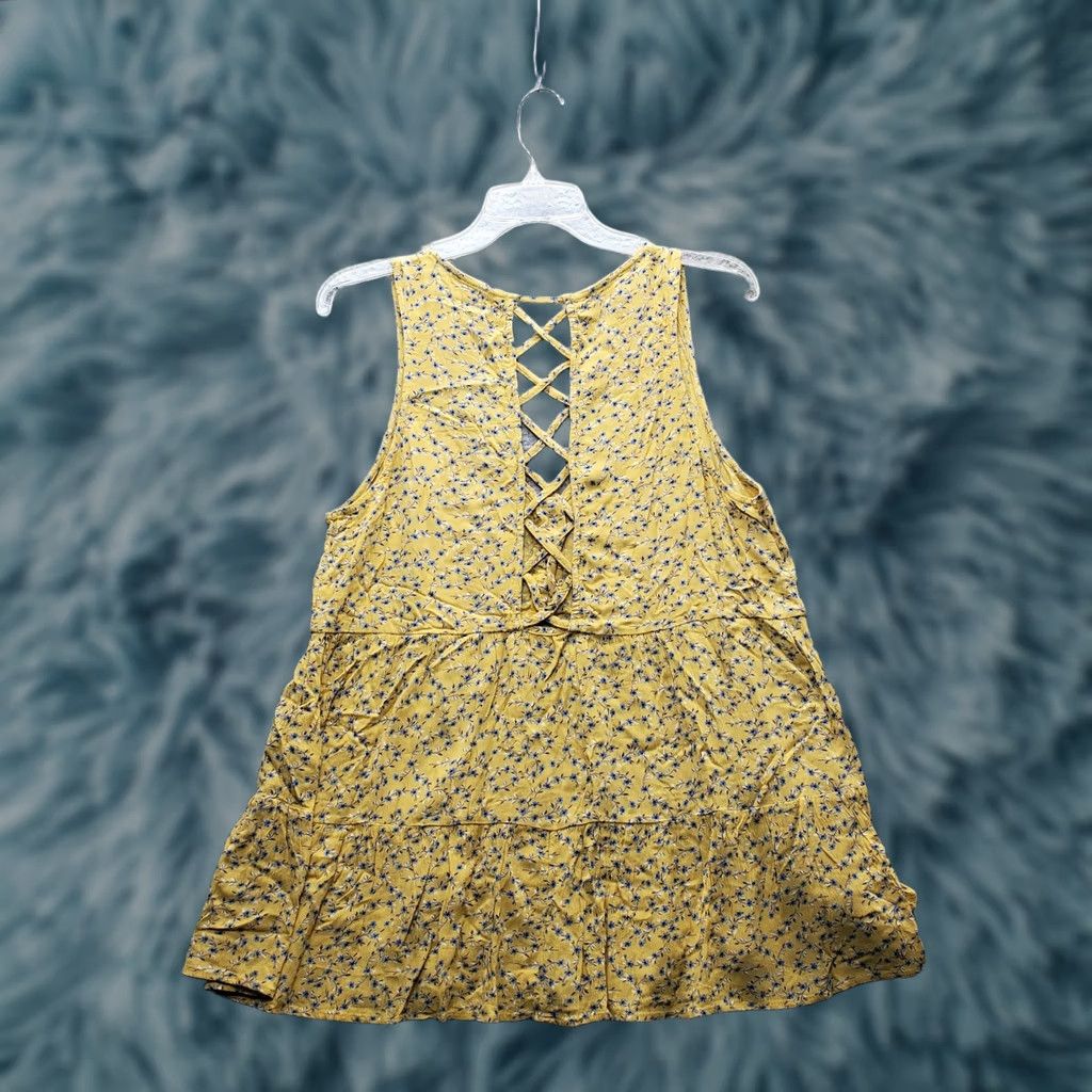 American Eagle Outfitters American Eagle Outfitters Blouse Top Womens M Multicolor Floral Tiered Hem Cross Back Sleeveless V-Neck Size M / US 6-8 / IT 42-44 - 1 Thumbnail