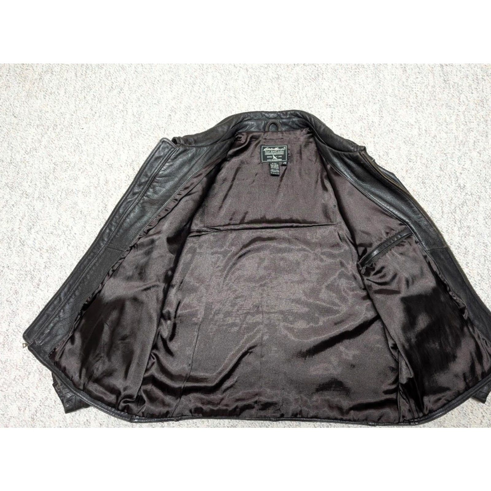 Eddie Bauer VINTAGE Eddie Bauer leather jacket XLT dark brown PATINA motorcycle 48 TALL Mens Leather Jacket 48 in brown XLT tall Size US XL / EU 56 / 4 - 4 Thumbnail