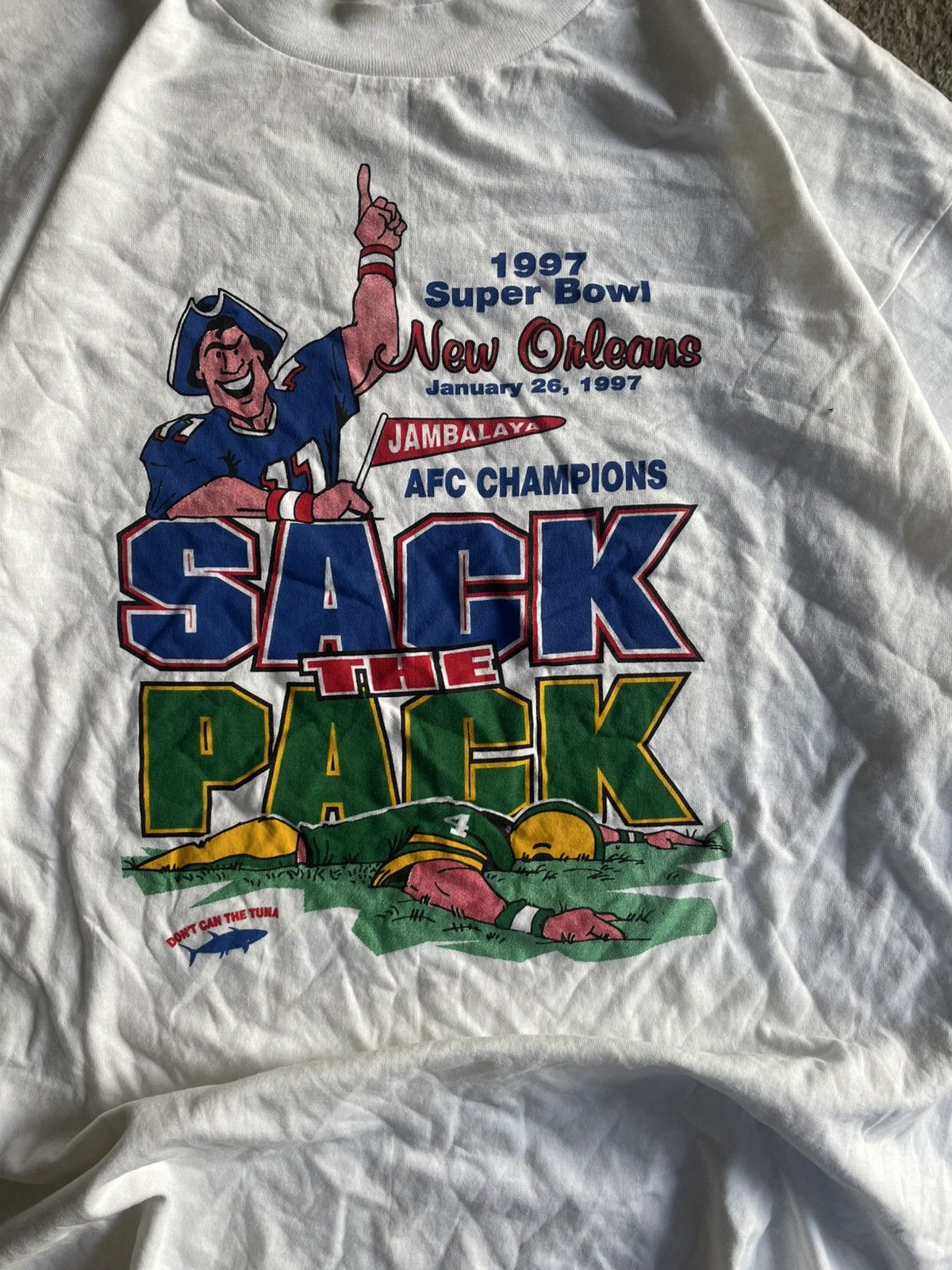 NFL 1997 NFL Super Bowl Patriots vs Packers single stitch tee Size US XL / EU 56 / 4 - 4 Thumbnail