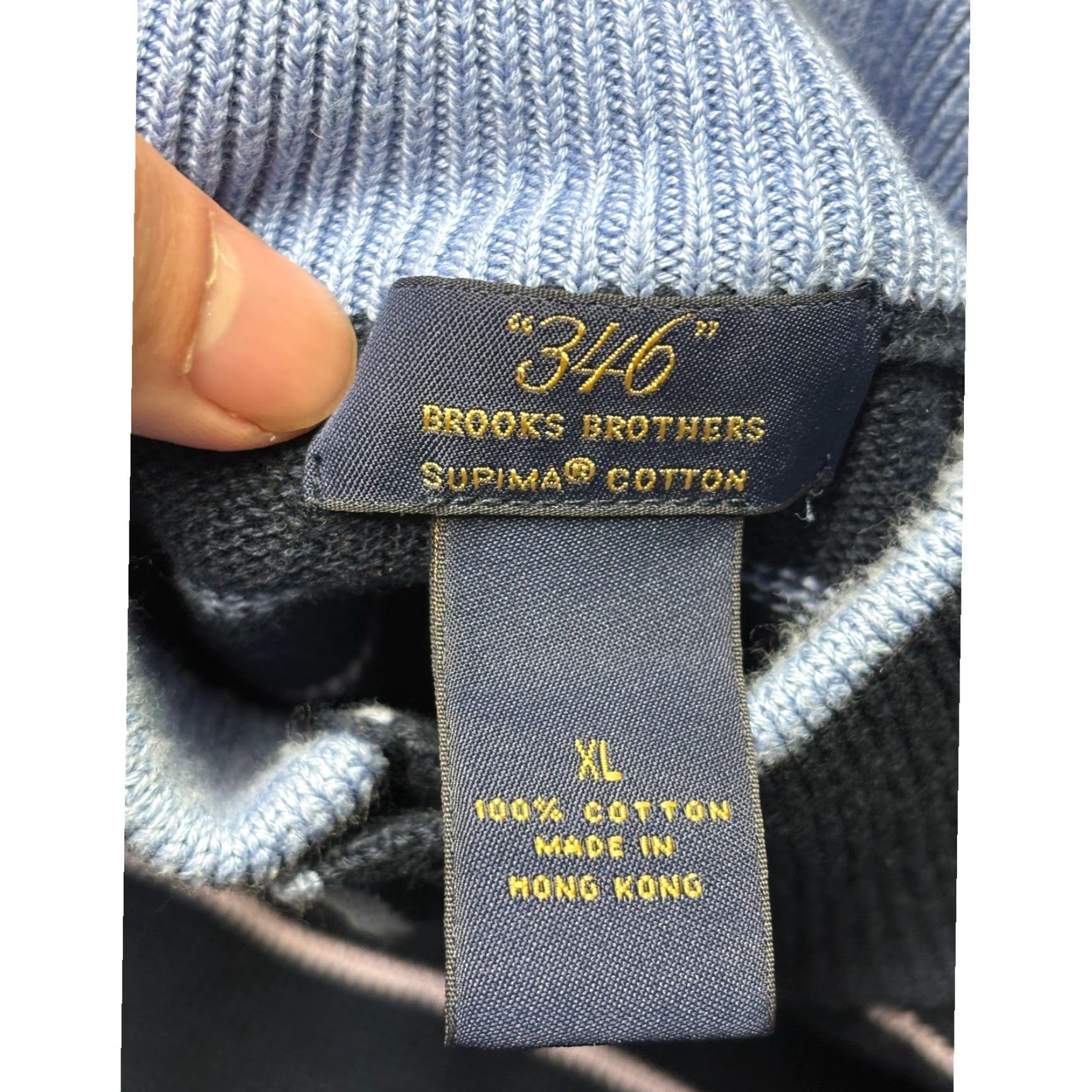 Brooks Brothers Brooks Brothers 346 Mens XL Supima Cotton Striped Button Sweater Navy Size US XL / EU 56 / 4 - 3 Thumbnail