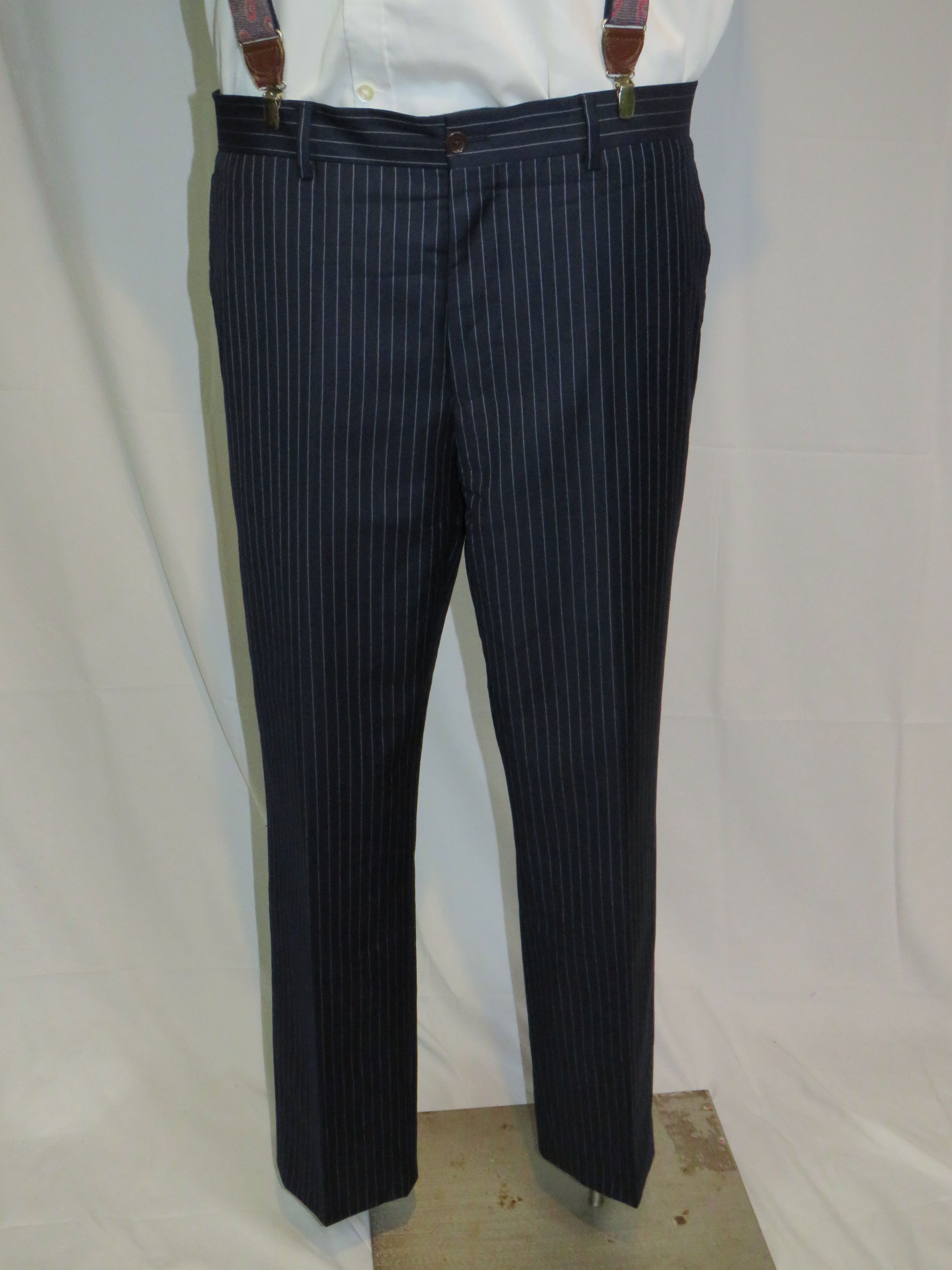 Etro Navy Blue Striped Flat Front Three Roll Two Suit 44 Size 44R - 12 Thumbnail