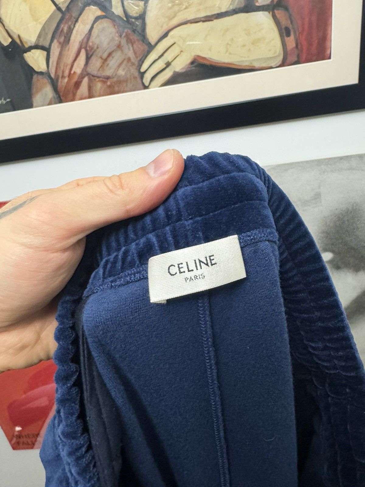 Celine Celine Velour Track Pants Hedi Slimane Triomphe Logo Sample Size US 31 - 4 Thumbnail
