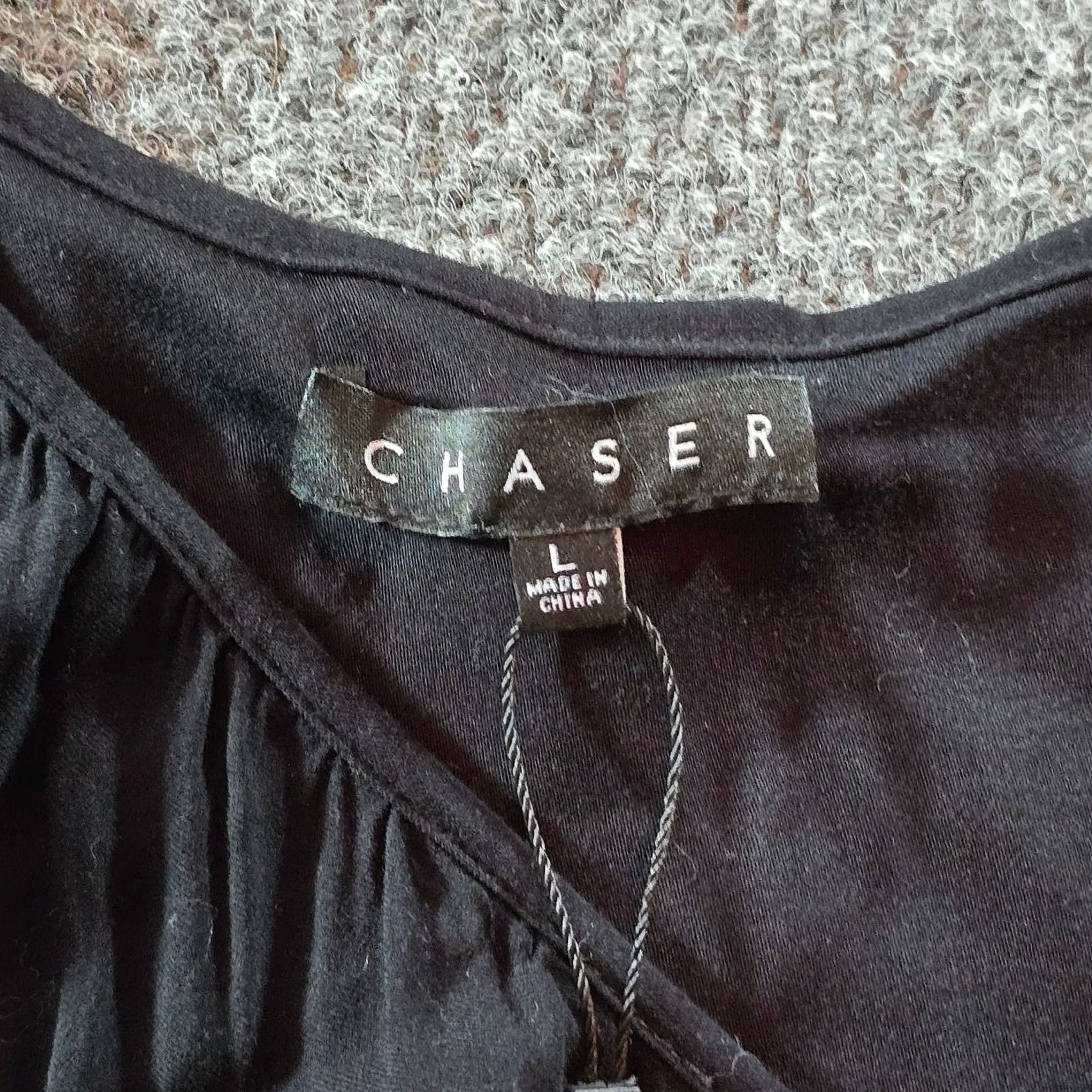 Vintage Chaser Top Womens Large Black V-Neck Long Sleeve Casual Blouse Size L / US 10 / IT 46 - 3 Thumbnail
