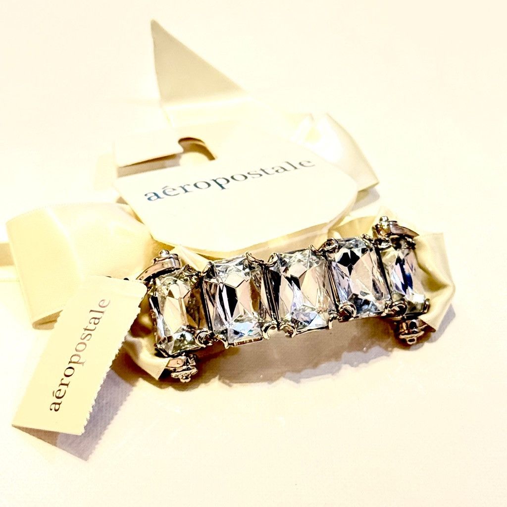 Aeropostale AEROPOSTALE Ivory Satin Bow Crystal Bracelet | NWT Size ONE SIZE - 6 Thumbnail
