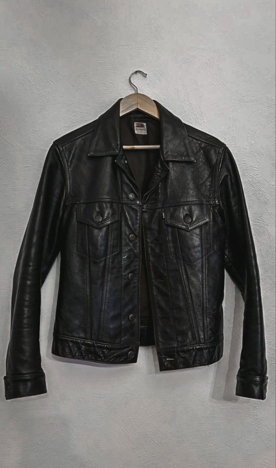 Levi's Vintage 80s Levi's Leather Brown Trucker Jacket White Tab